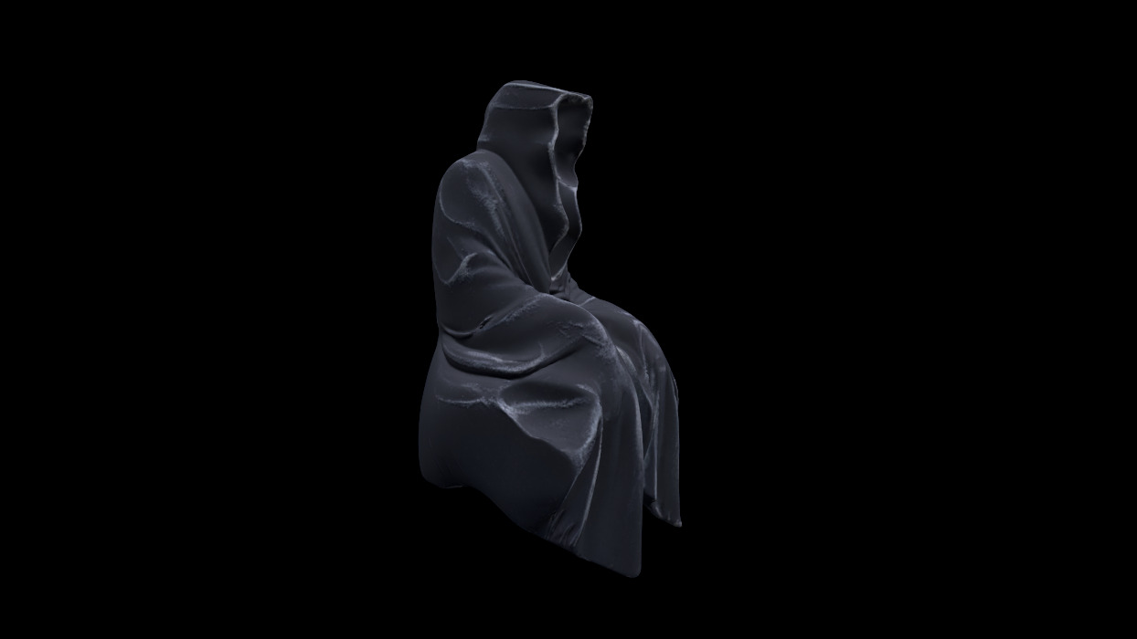 Gothic Decor Sitting Statue 3D Model 3D model_2