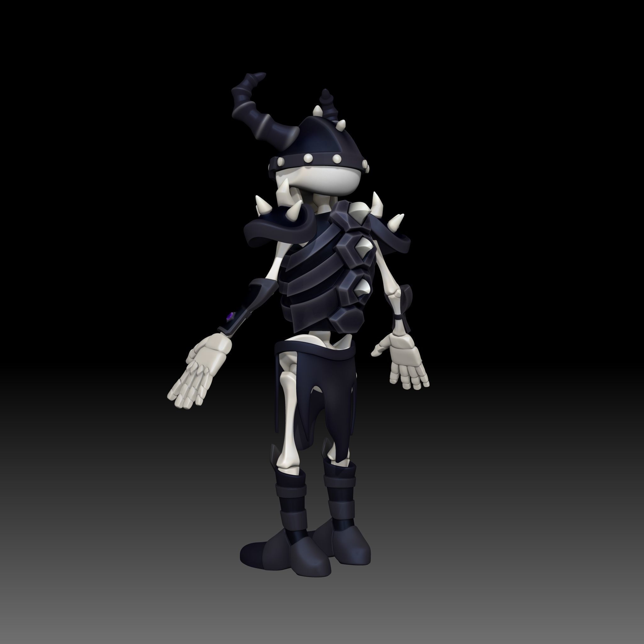 Cartoon Skeleton Commander - Mobile Game Ready Low-poly 3D model_12