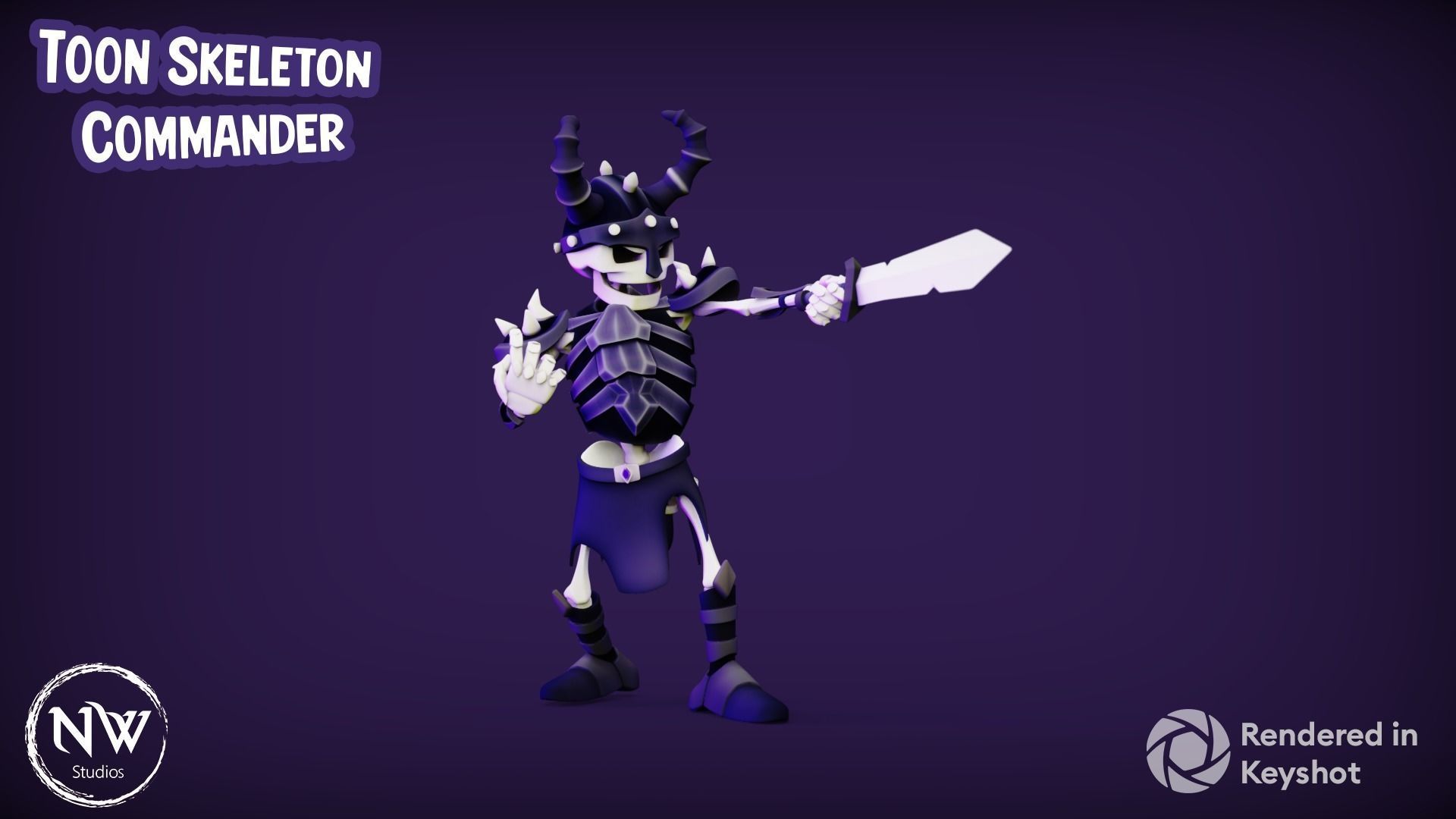 Cartoon Skeleton Commander - Mobile Game Ready Low-poly 3D model_6