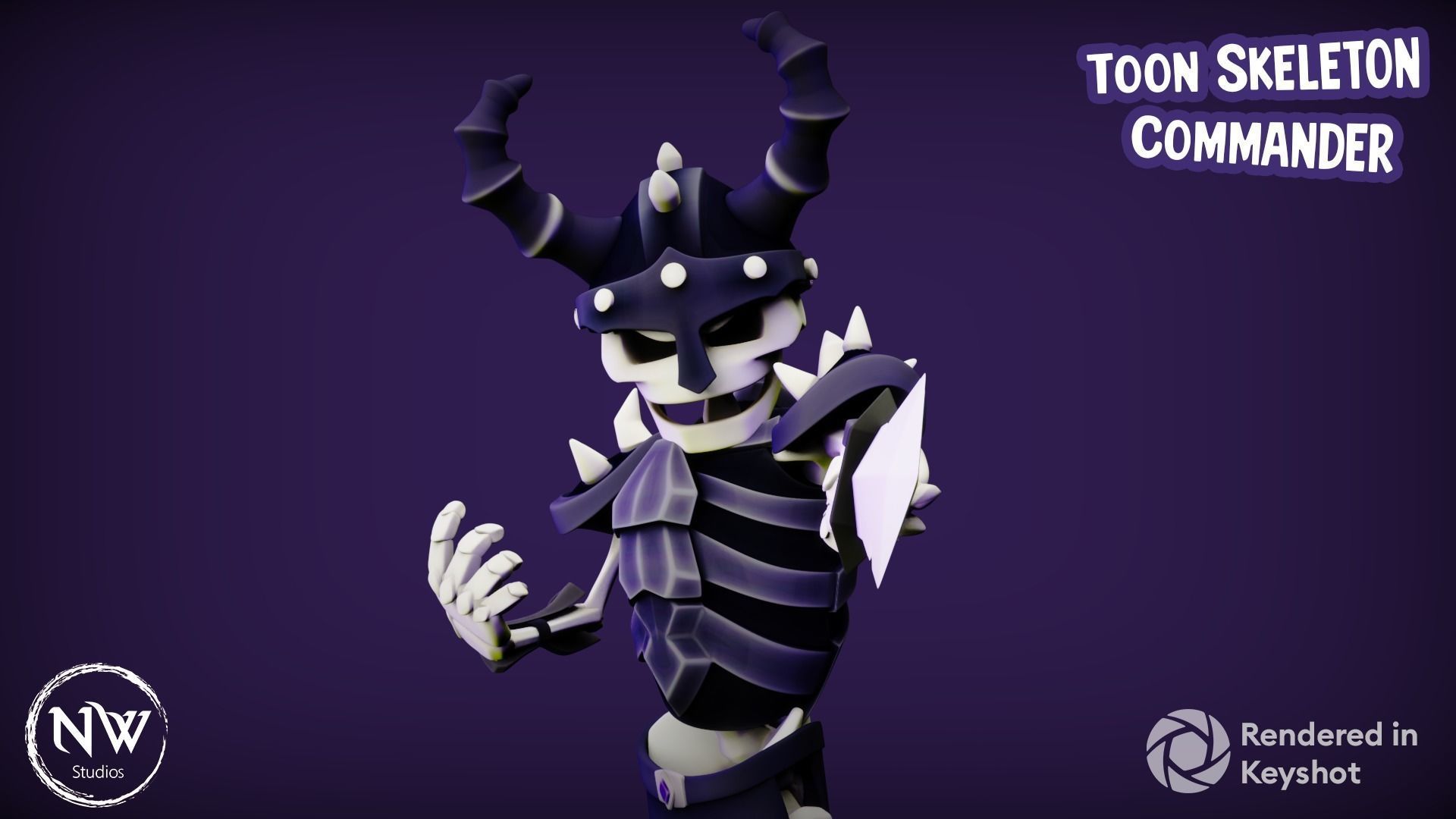 Cartoon Skeleton Commander - Mobile Game Ready Low-poly 3D model_4