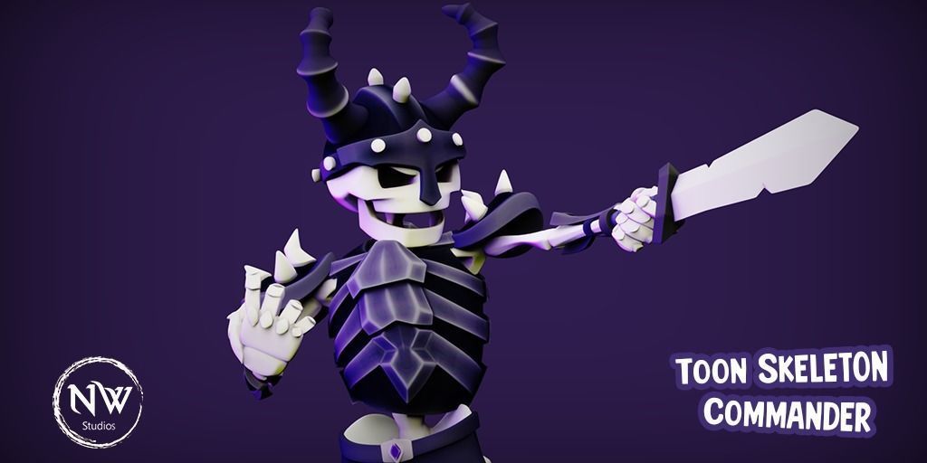 Cartoon Skeleton Commander - Mobile Game Ready Low-poly 3D model_3