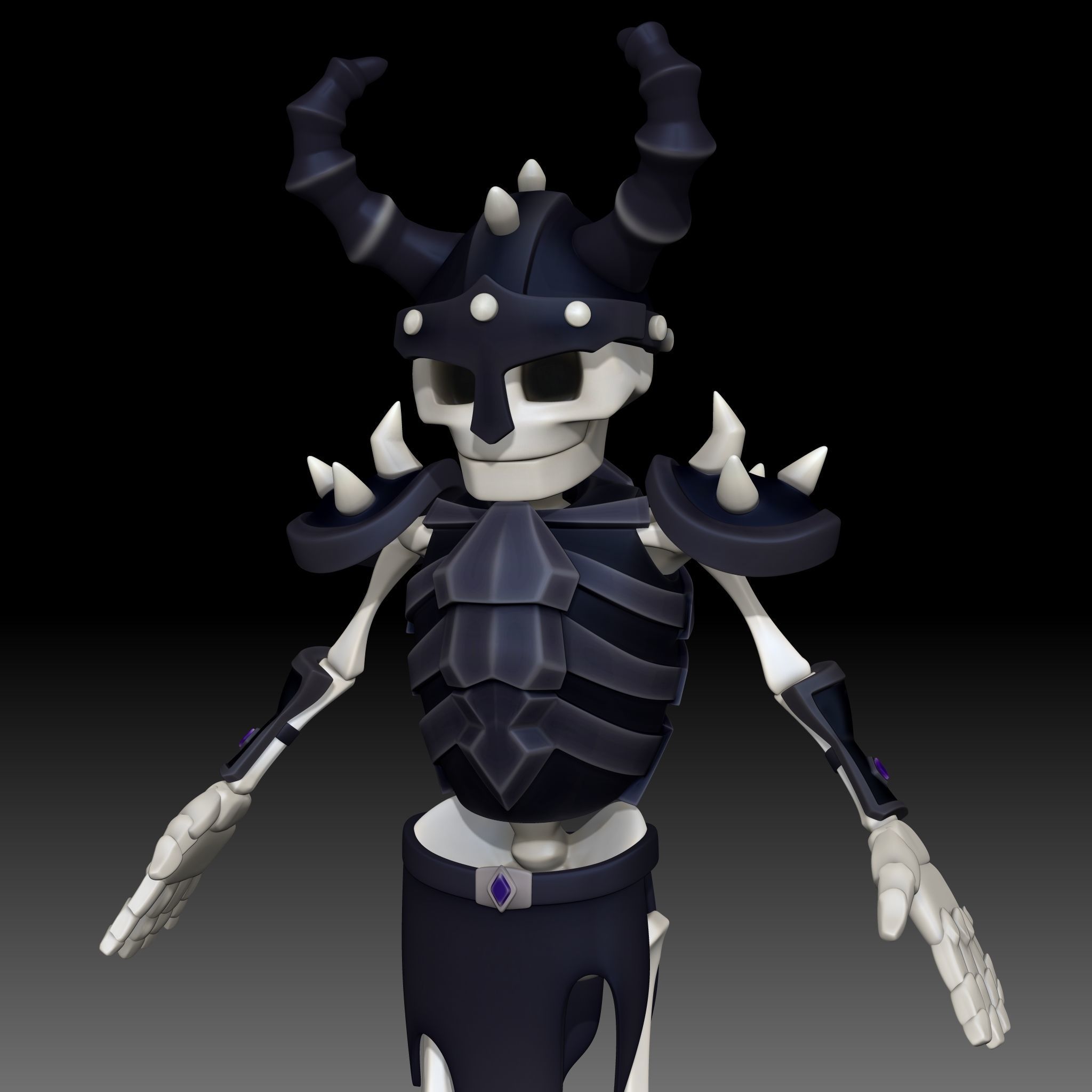 Cartoon Skeleton Commander - Mobile Game Ready Low-poly 3D model_9