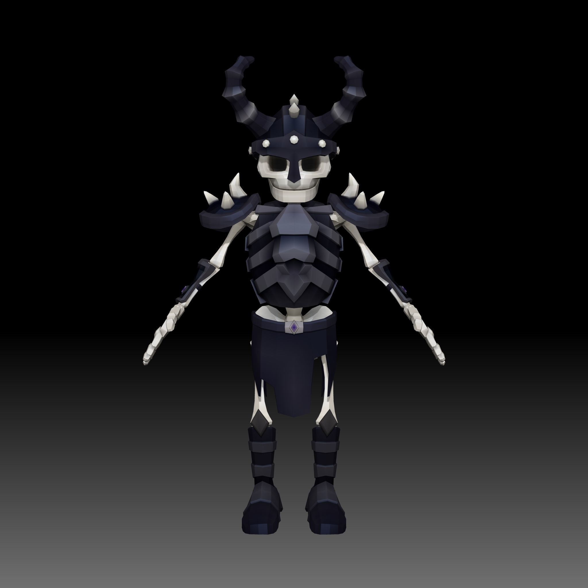 Cartoon Skeleton Commander - Mobile Game Ready Low-poly 3D model_15