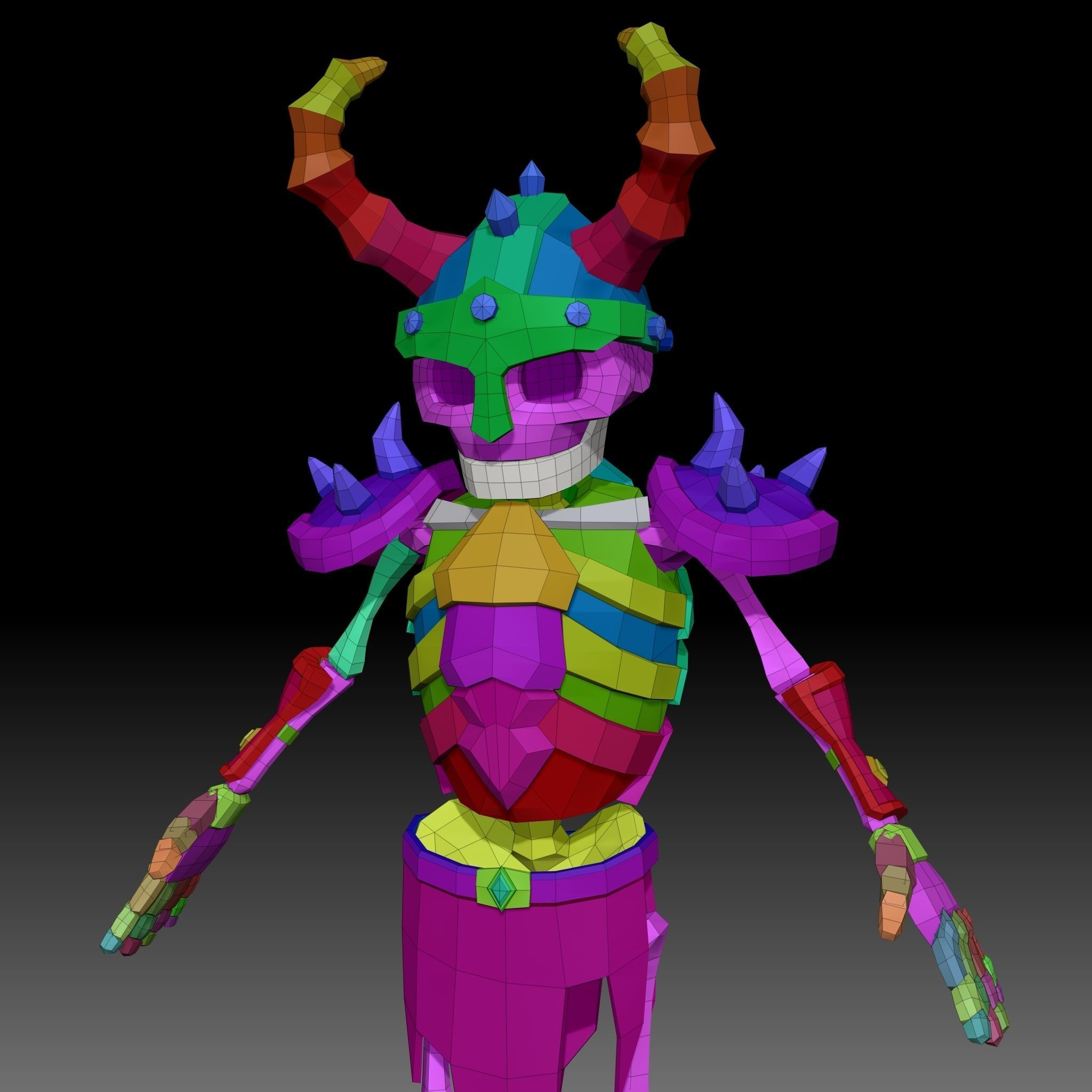 Cartoon Skeleton Commander - Mobile Game Ready Low-poly 3D model_10