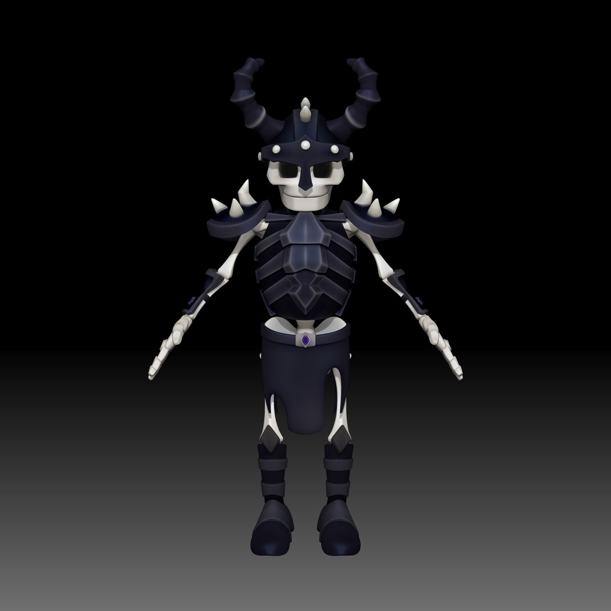 Cartoon Skeleton Commander - Mobile Game Ready Low-poly 3D model_8