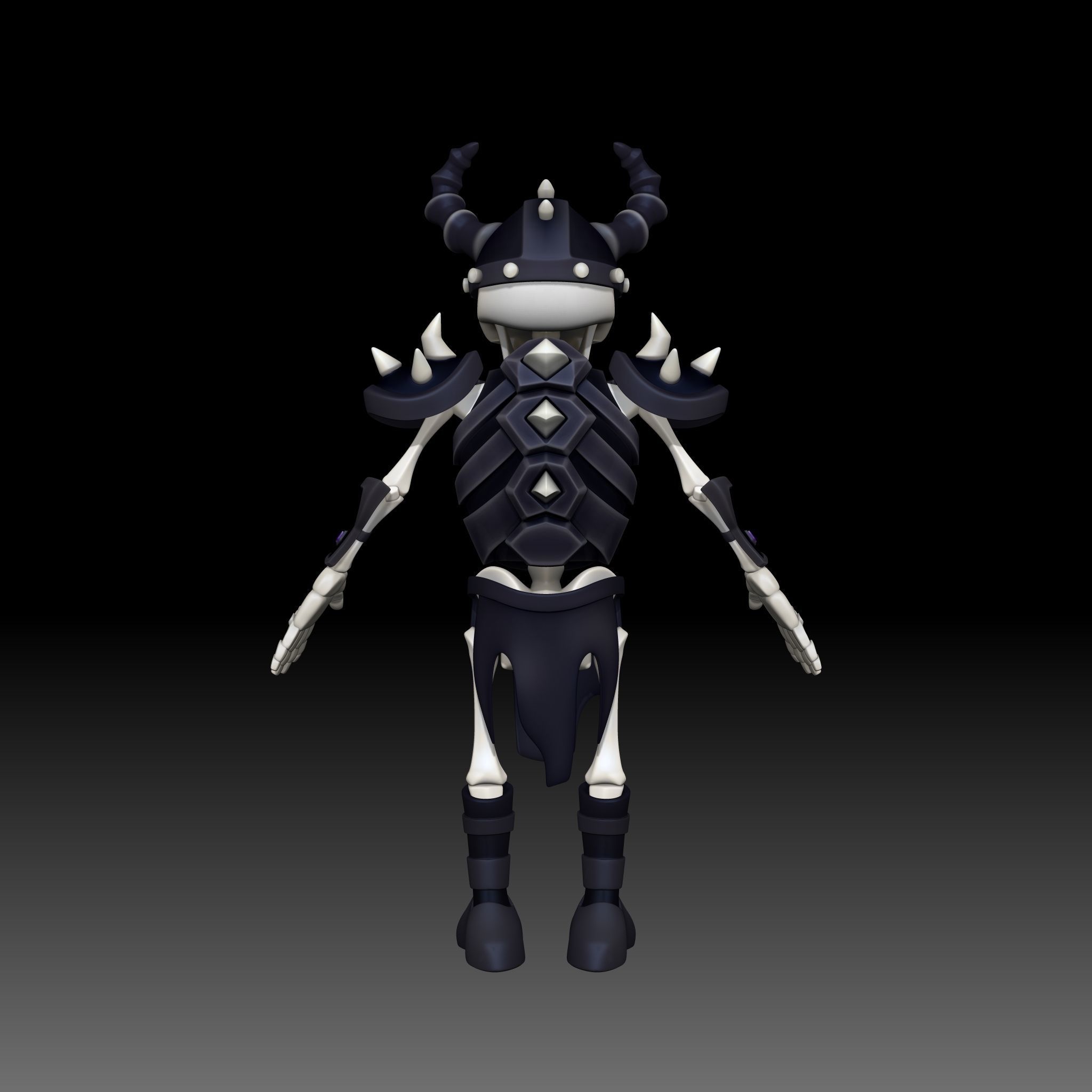 Cartoon Skeleton Commander - Mobile Game Ready Low-poly 3D model_13