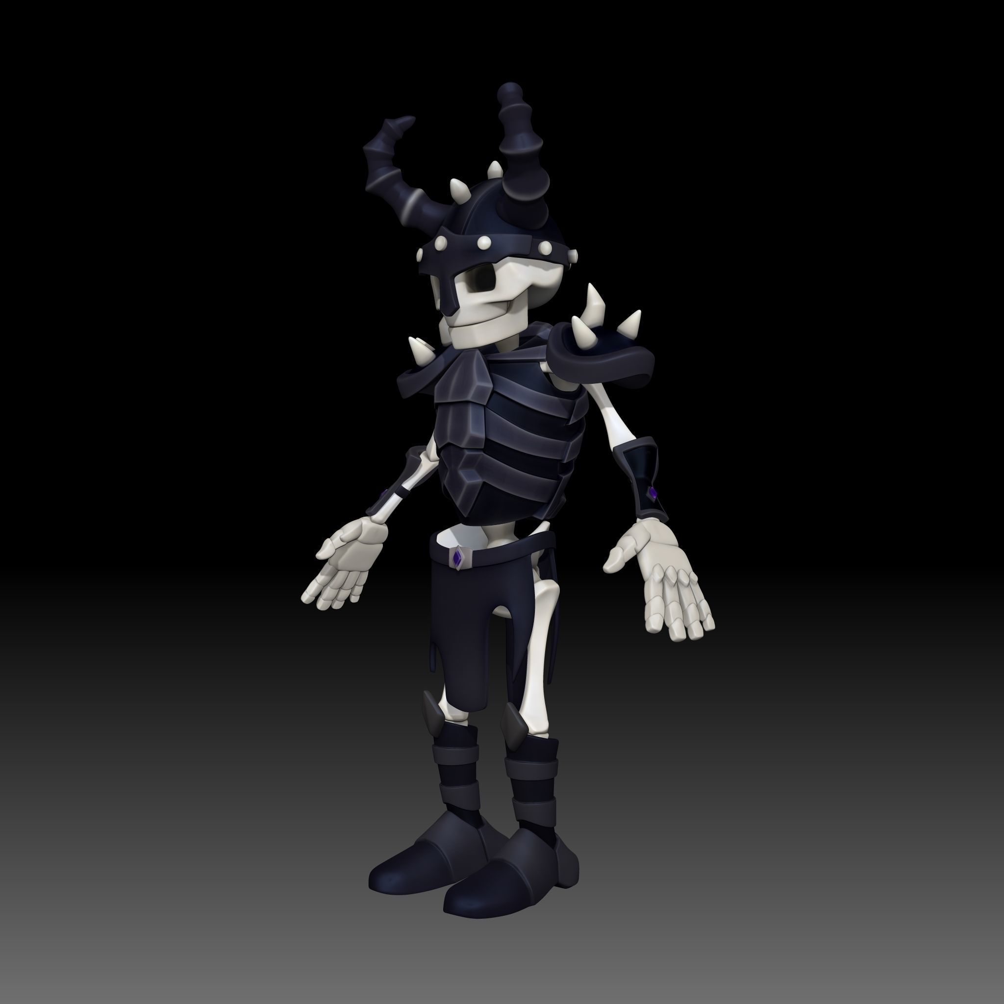 Cartoon Skeleton Commander - Mobile Game Ready Low-poly 3D model_11