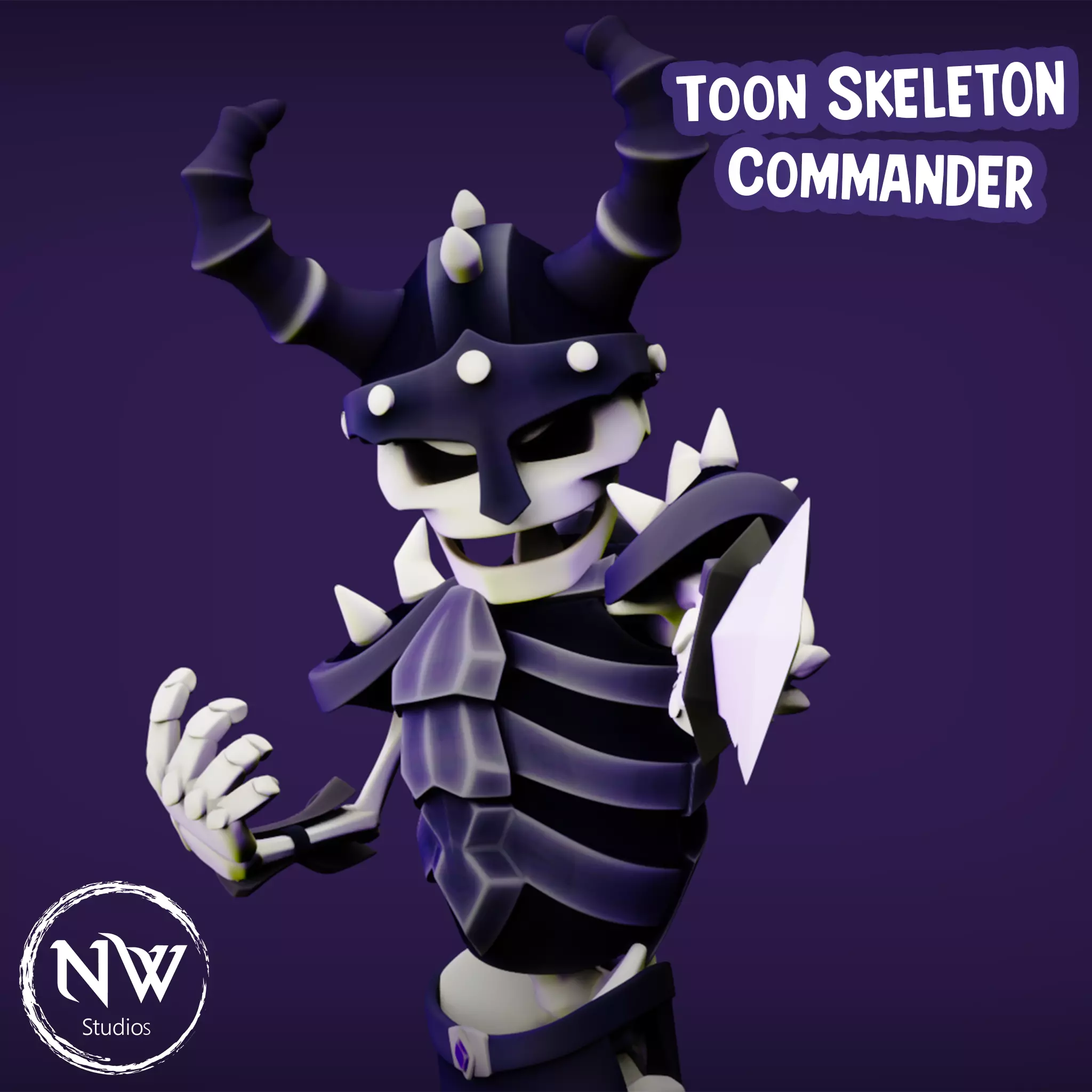 Cartoon Skeleton Commander - Mobile Game Ready Low-poly 3D model_0