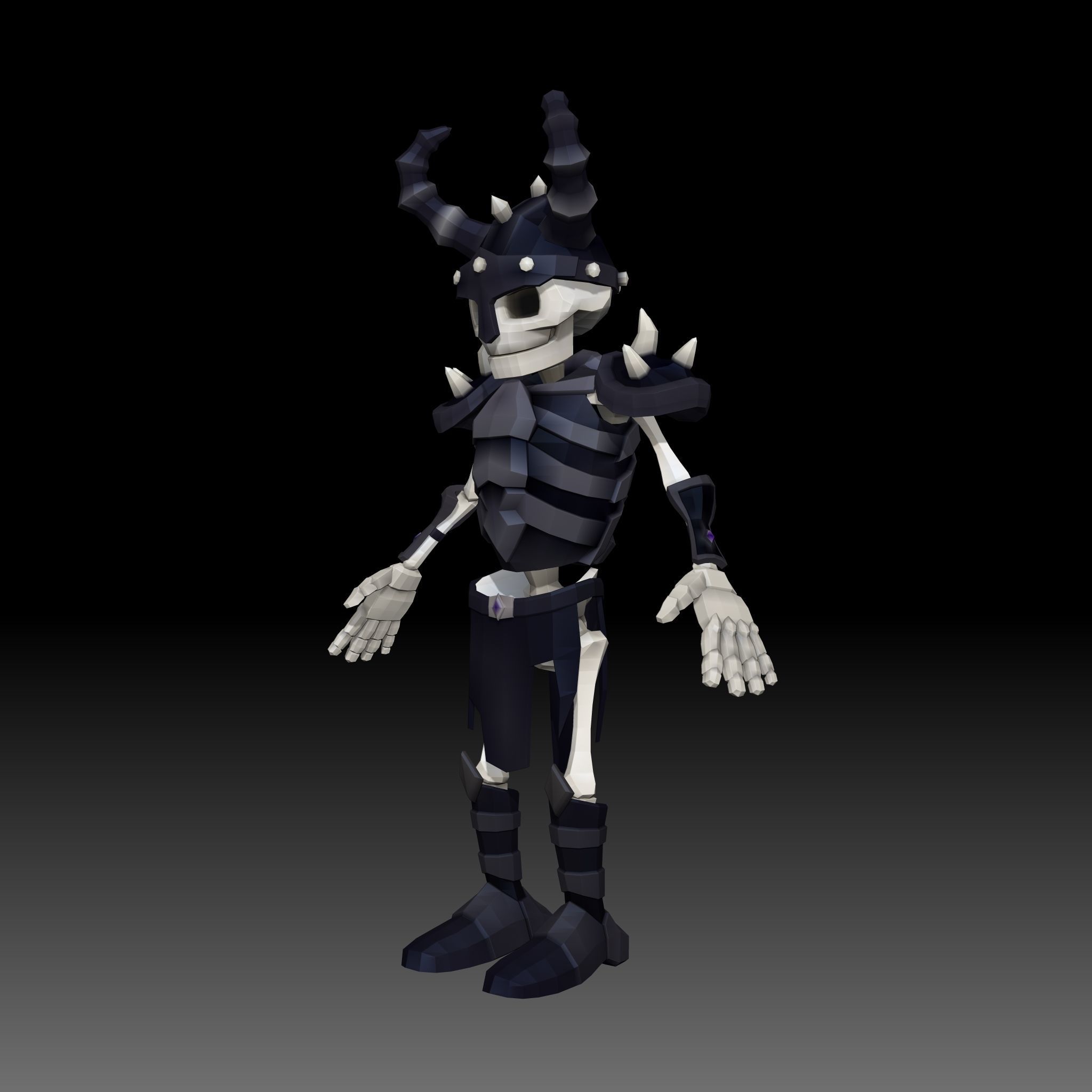 Cartoon Skeleton Commander - Mobile Game Ready Low-poly 3D model_16