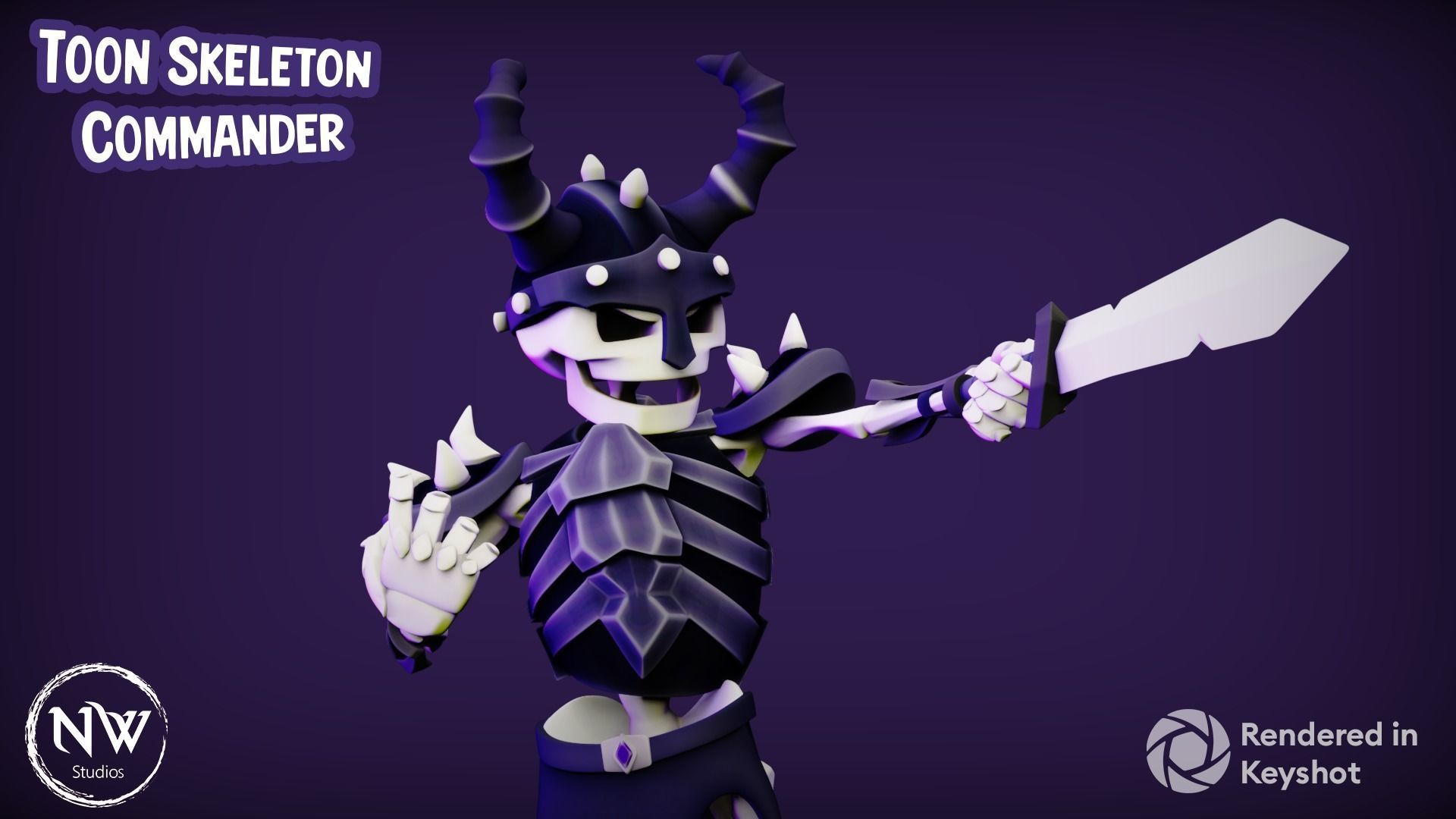 Cartoon Skeleton Commander - Mobile Game Ready Low-poly 3D model_5