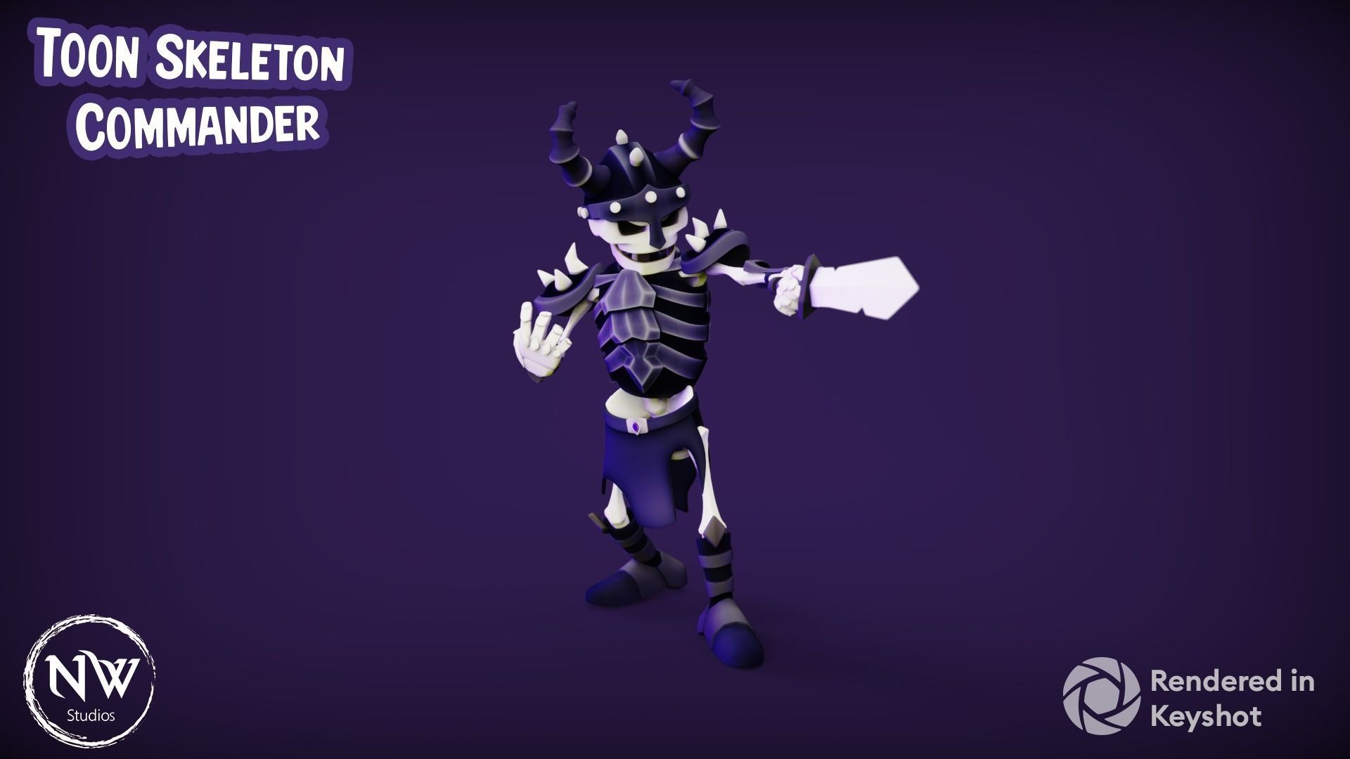 Cartoon Skeleton Commander - Mobile Game Ready Low-poly 3D model_7