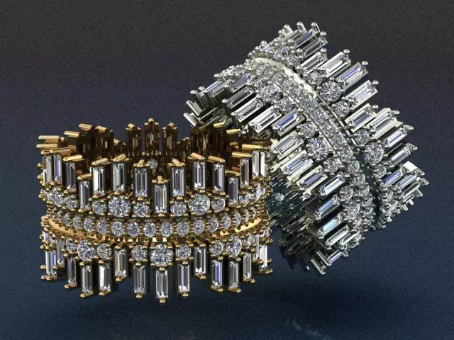 Baguette gold ring 3D print model