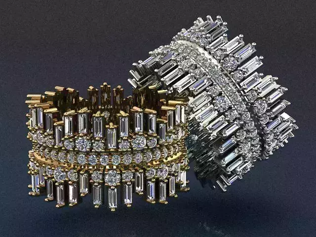 Baguette gold ring 3D print model