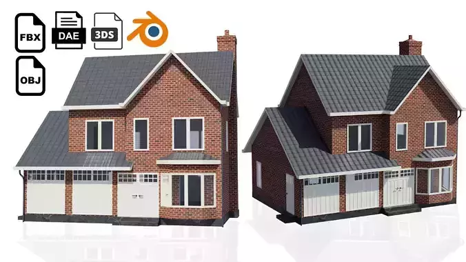 British House Design 002 Low-poly 3D model