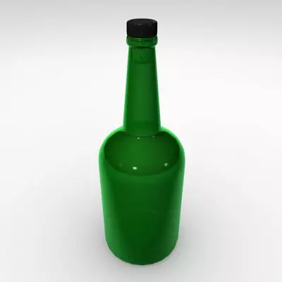 Bottle green glass 3D model_0