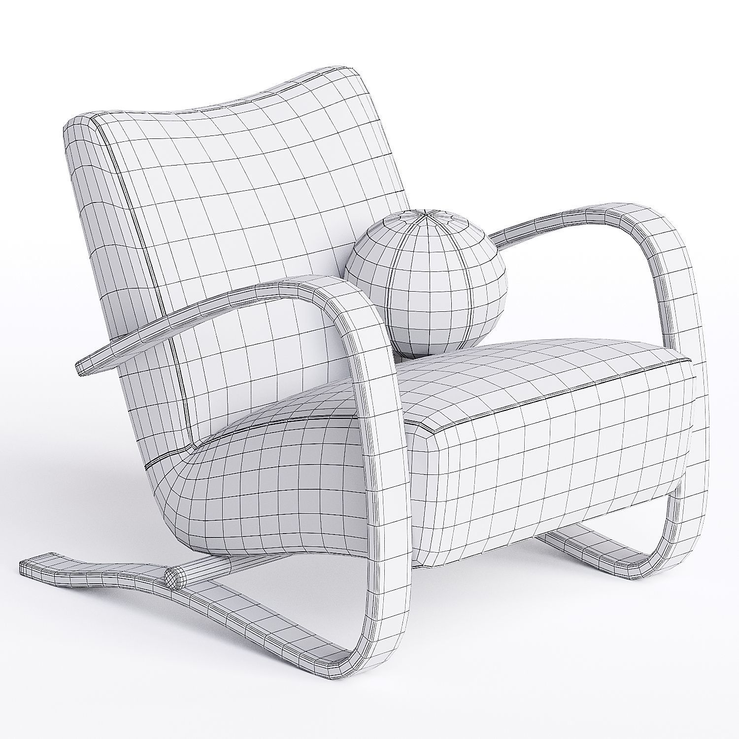 Lounge Chairs by Jindrich Halabala Low-poly 3D model_1
