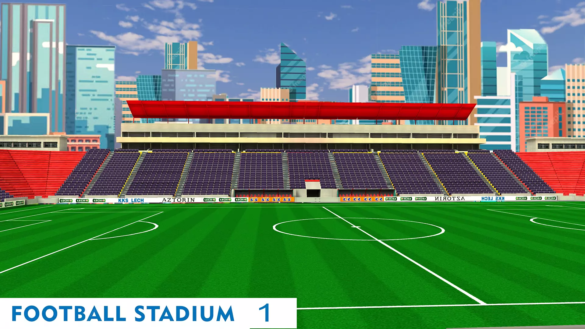 AR VR Game Low Poly Football Stadium Low-poly 3D model Low-poly 3D model_0