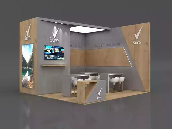 Booth Exhibition Stand Stall 6x6m Height 360 cm 2 Side Open