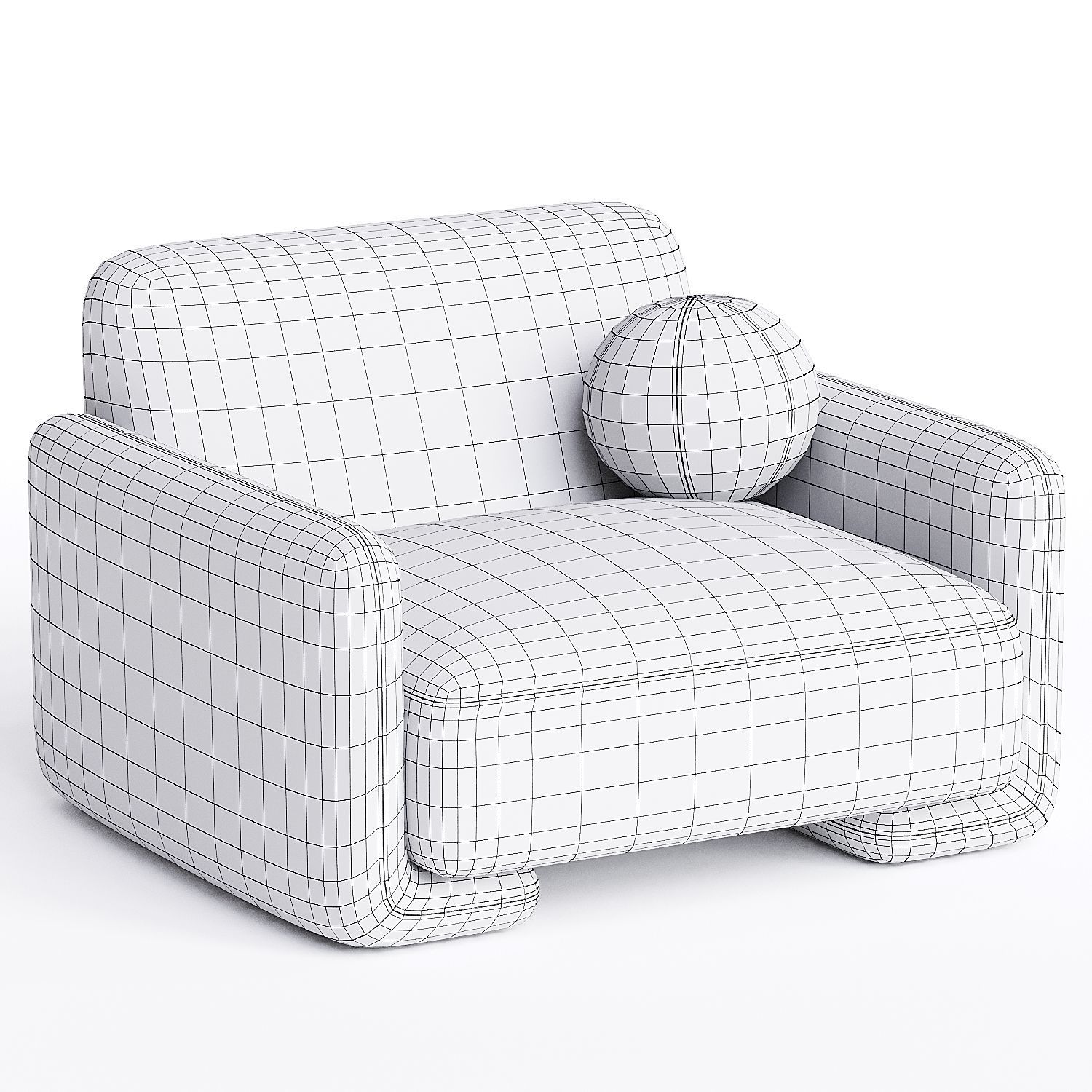 armchair Low-poly 3D model_3
