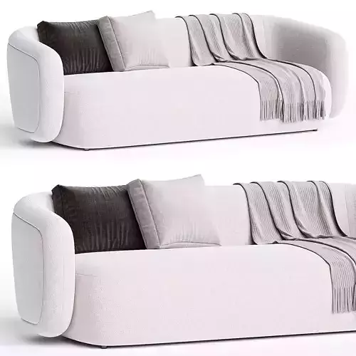 Volta 3 seater sofa Curly Oatmeal White  L220 Low-poly 3D model