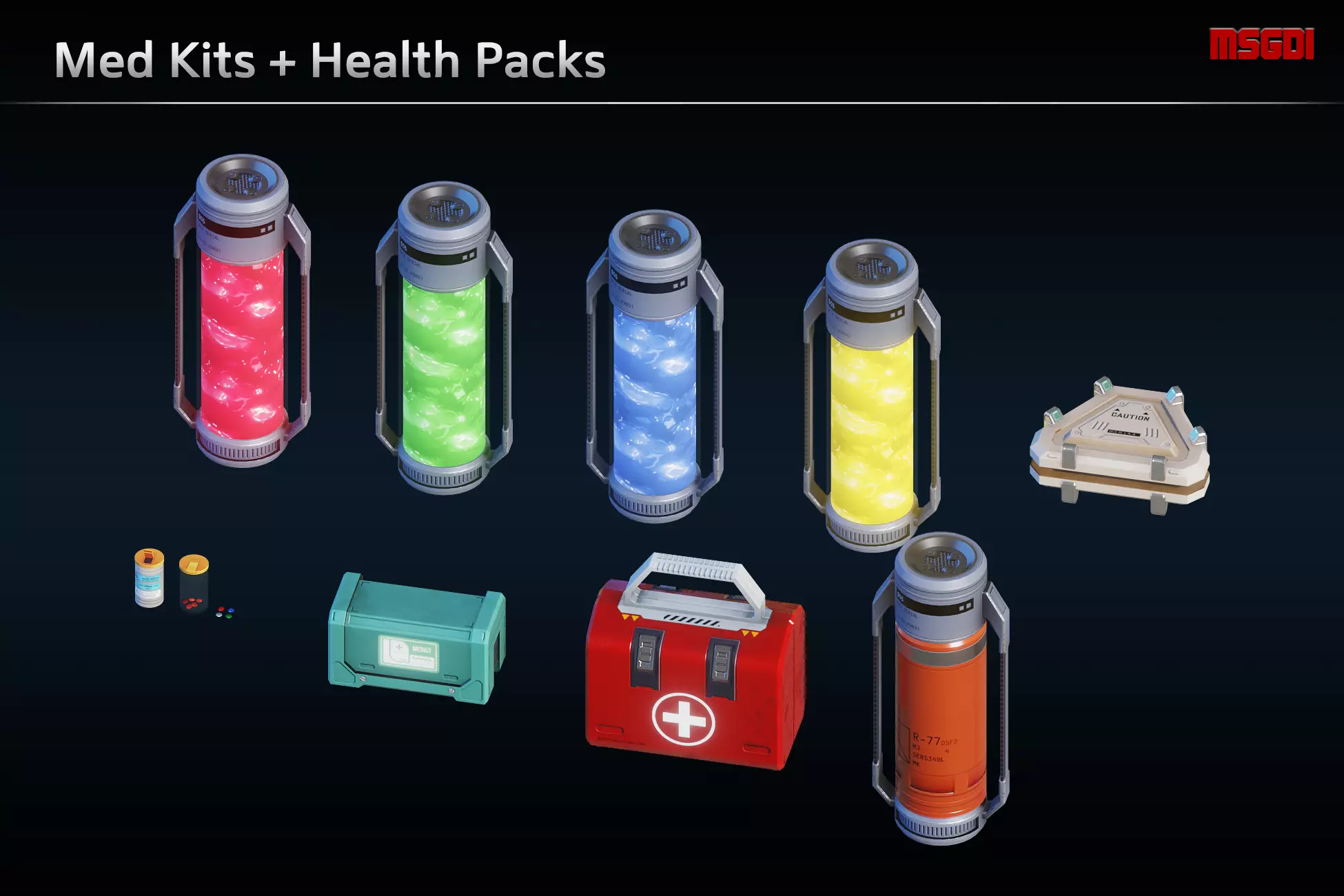 Med Kits and Health Packs Low-poly 3D model