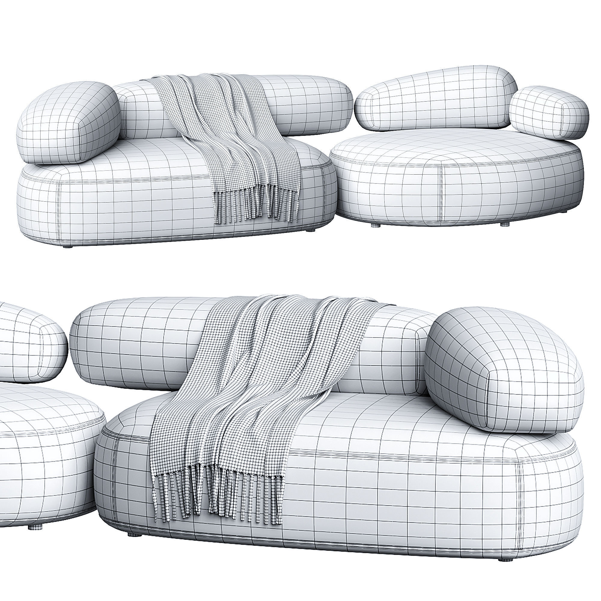 Pebble Rubble Sofa By Moroso 3D model_2