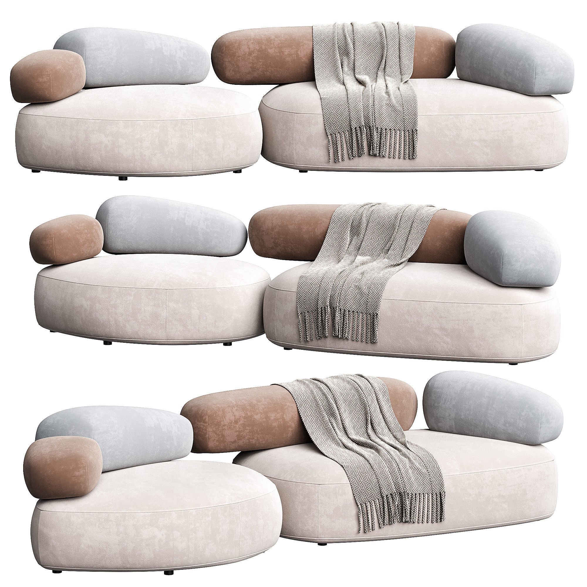 Pebble Rubble Sofa By Moroso 3D model_1