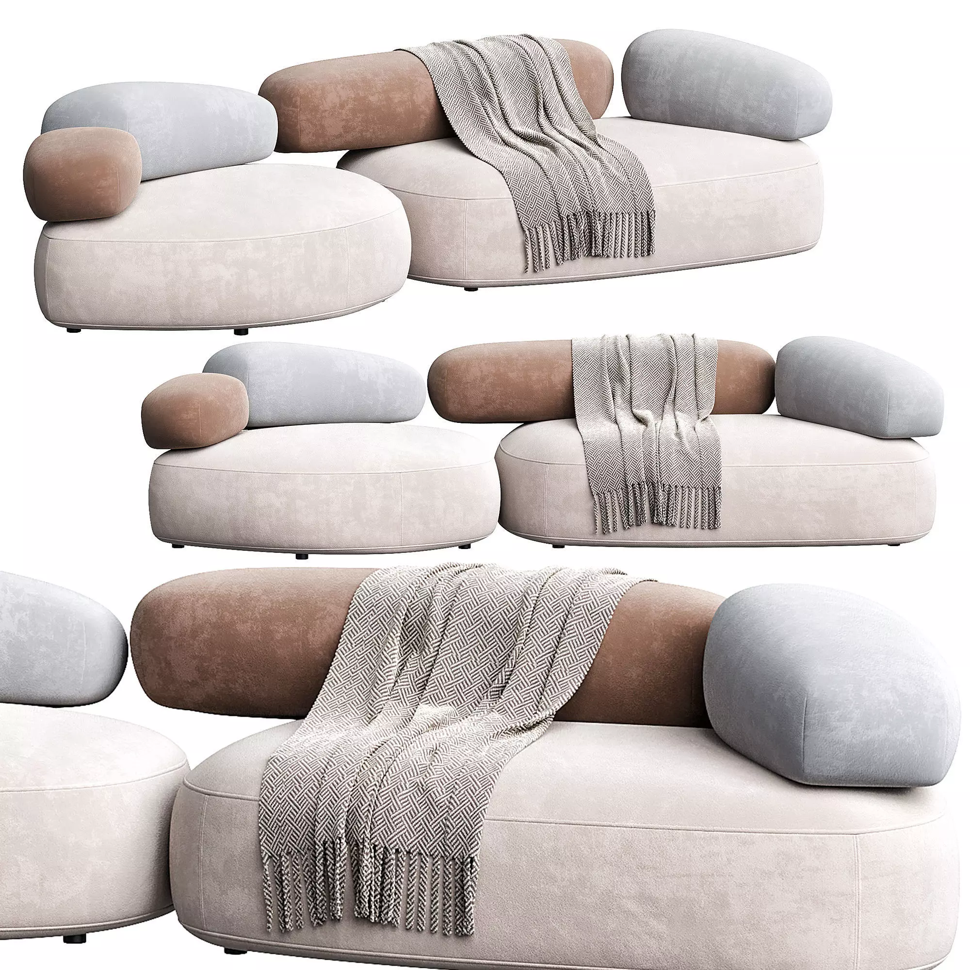 Pebble Rubble Sofa By Moroso 3D model_0