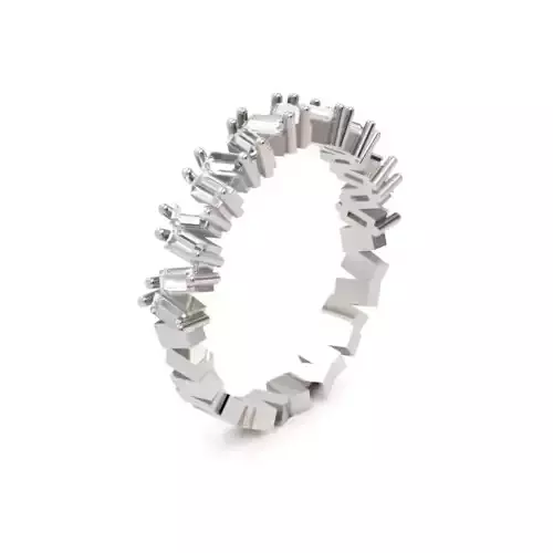 Diamond Ring  Rectangular Gem Loop in Faceted Rose Band STL 