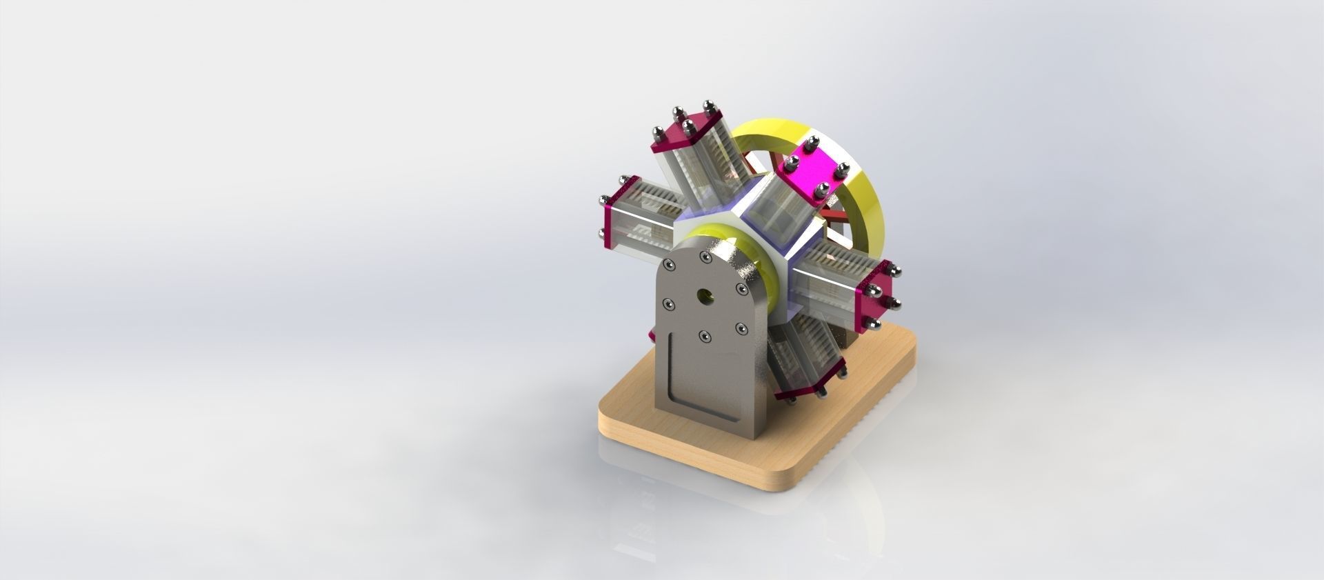 Six Cylinder Radial Engine 3D print model_2