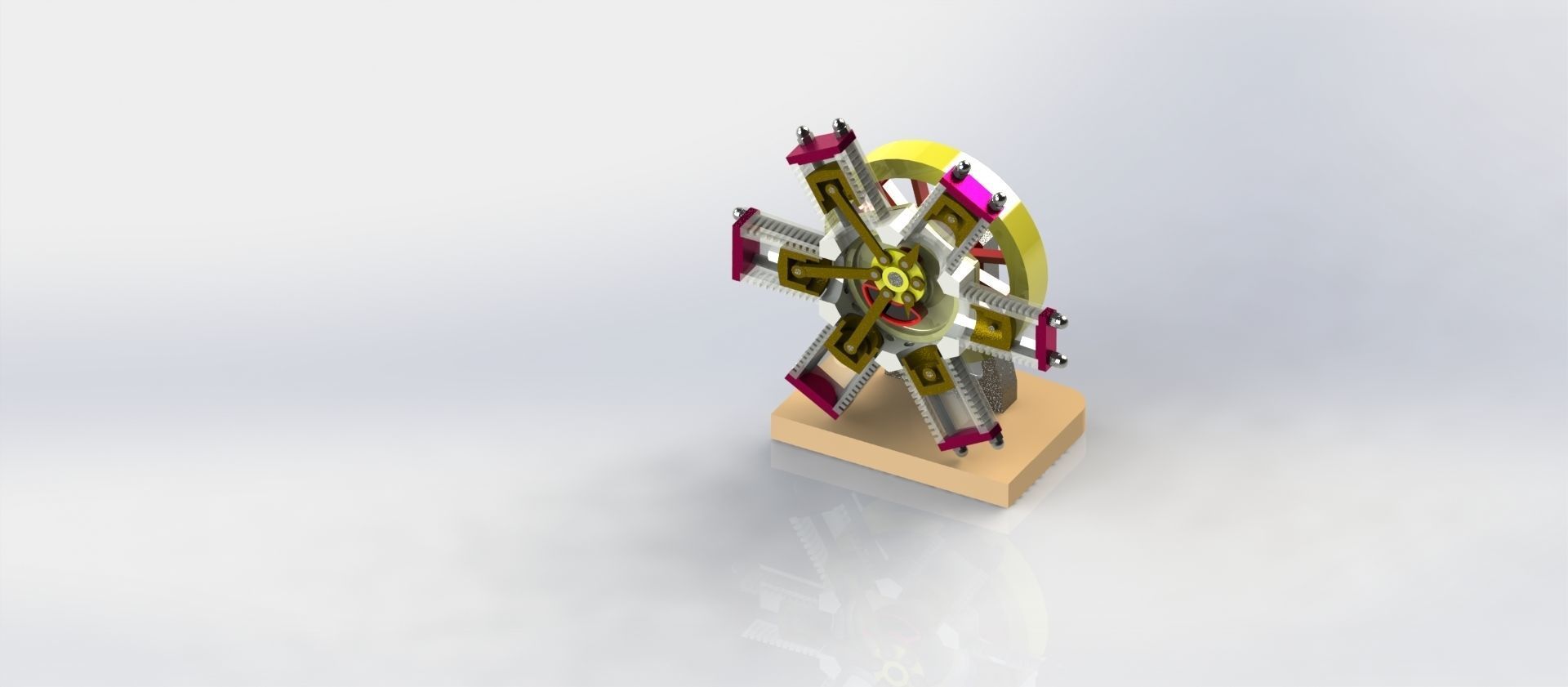 Six Cylinder Radial Engine 3D print model_3