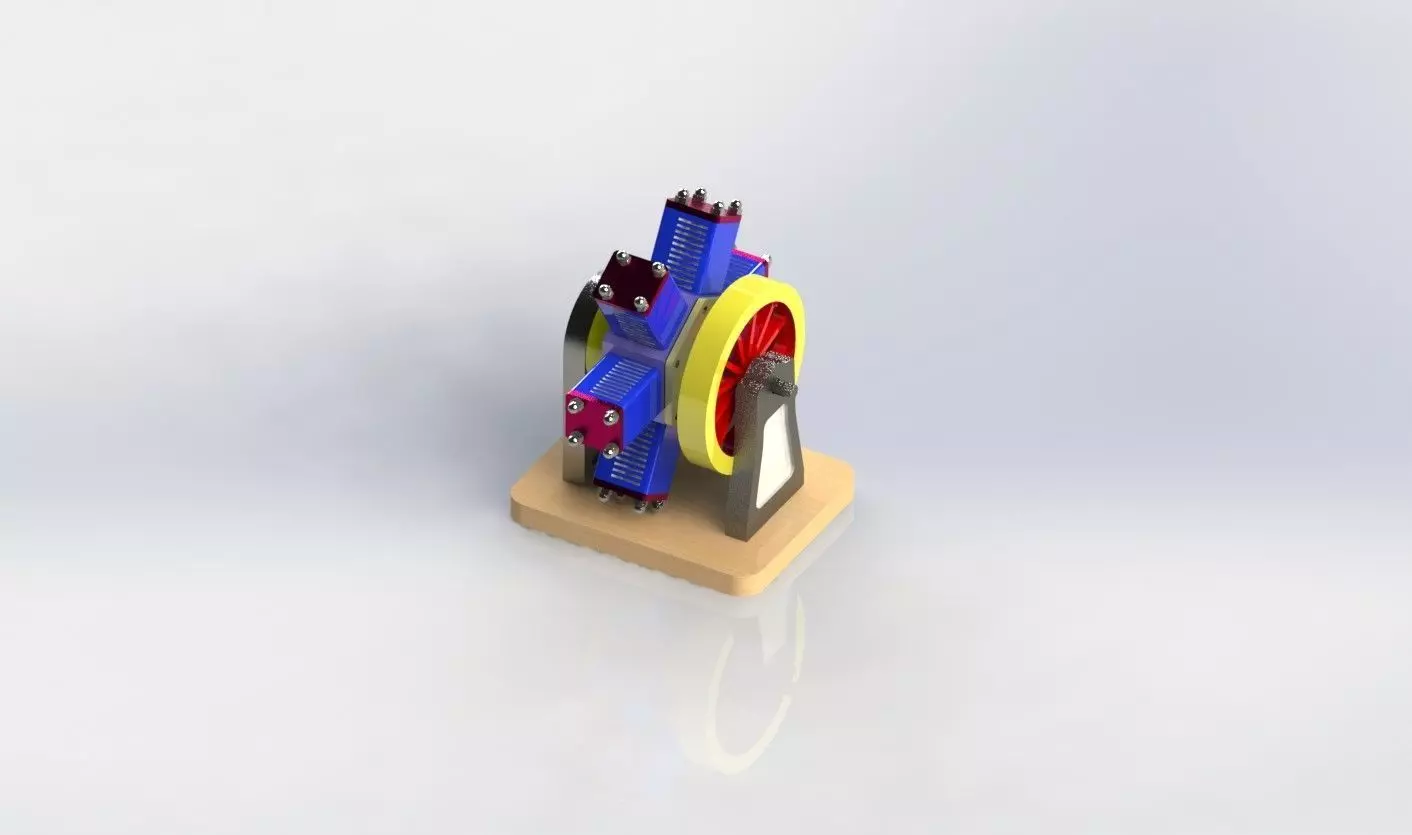 Six Cylinder Radial Engine 3D print model_0