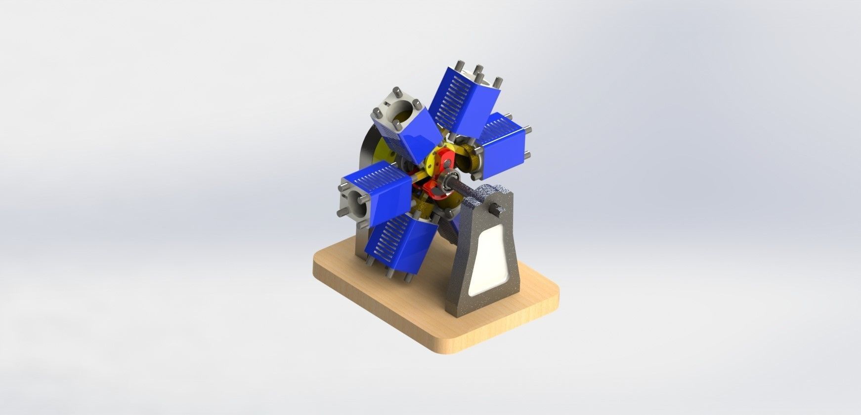 Six Cylinder Radial Engine 3D print model_1