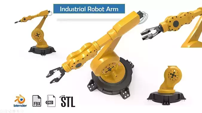Industrial robot arm Low-poly 3D model