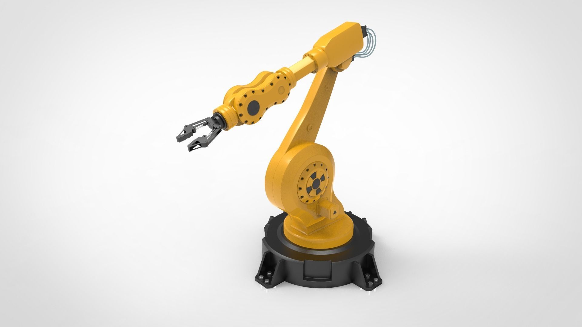 Industrial robot arm Low-poly 3D model_3