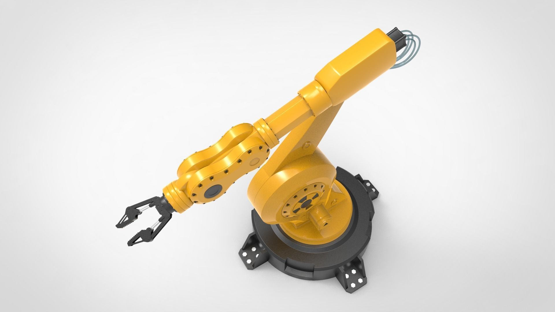 Industrial robot arm Low-poly 3D model_4