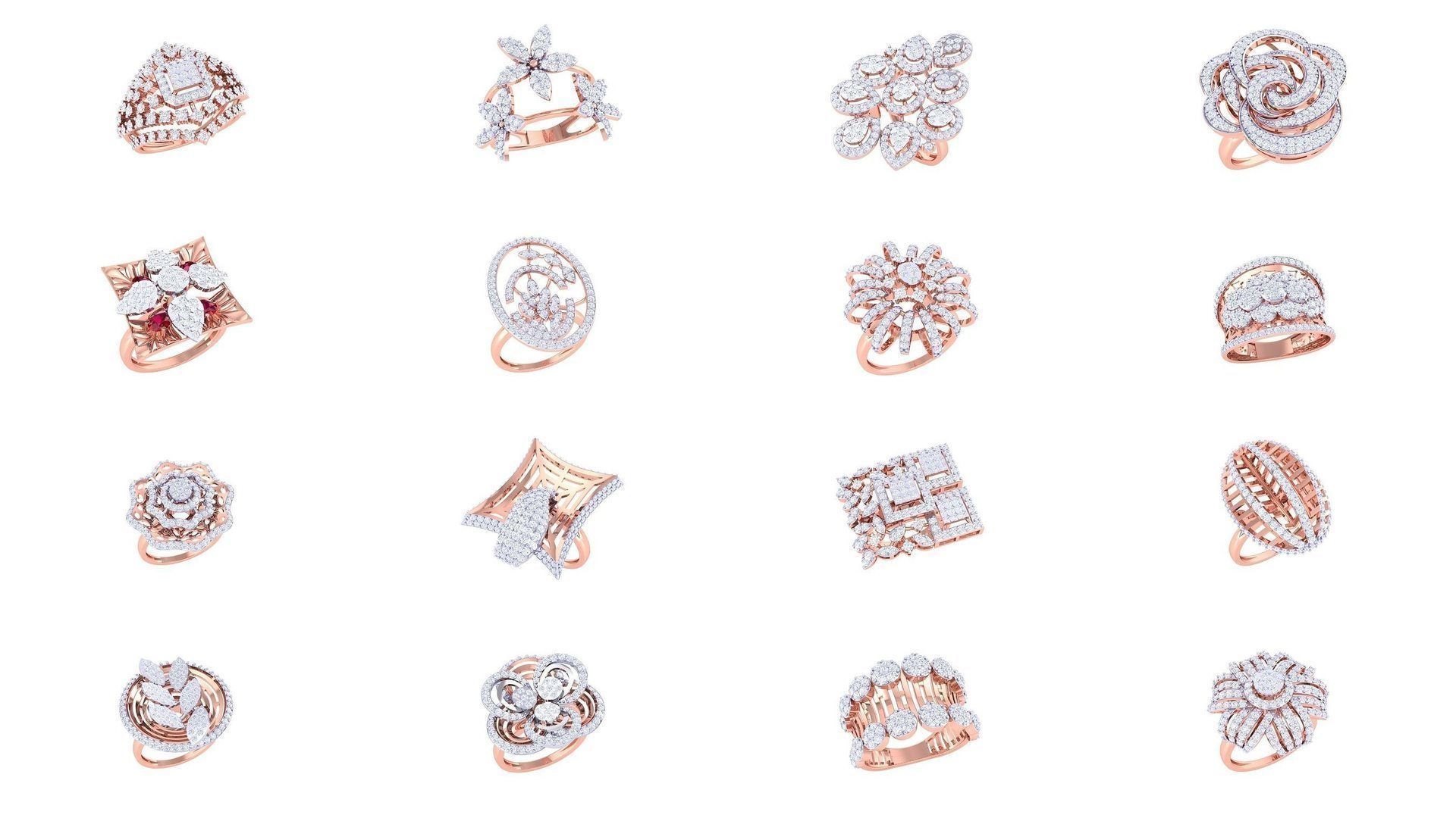 1077 High Jewelry Diamond Cocktail Ring 3dm stl obj renders 3D Model Collection_3