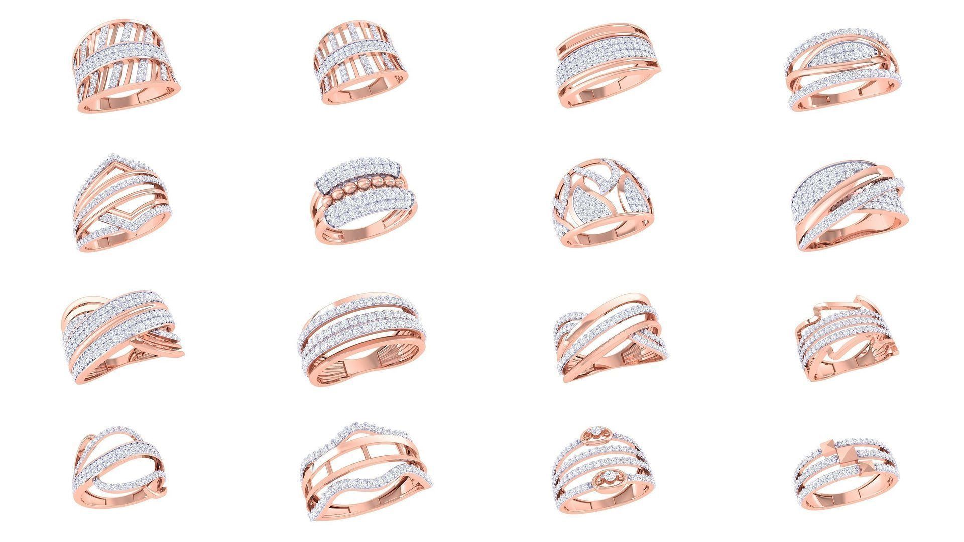 1077 High Jewelry Diamond Cocktail Ring 3dm stl obj renders 3D Model Collection_121