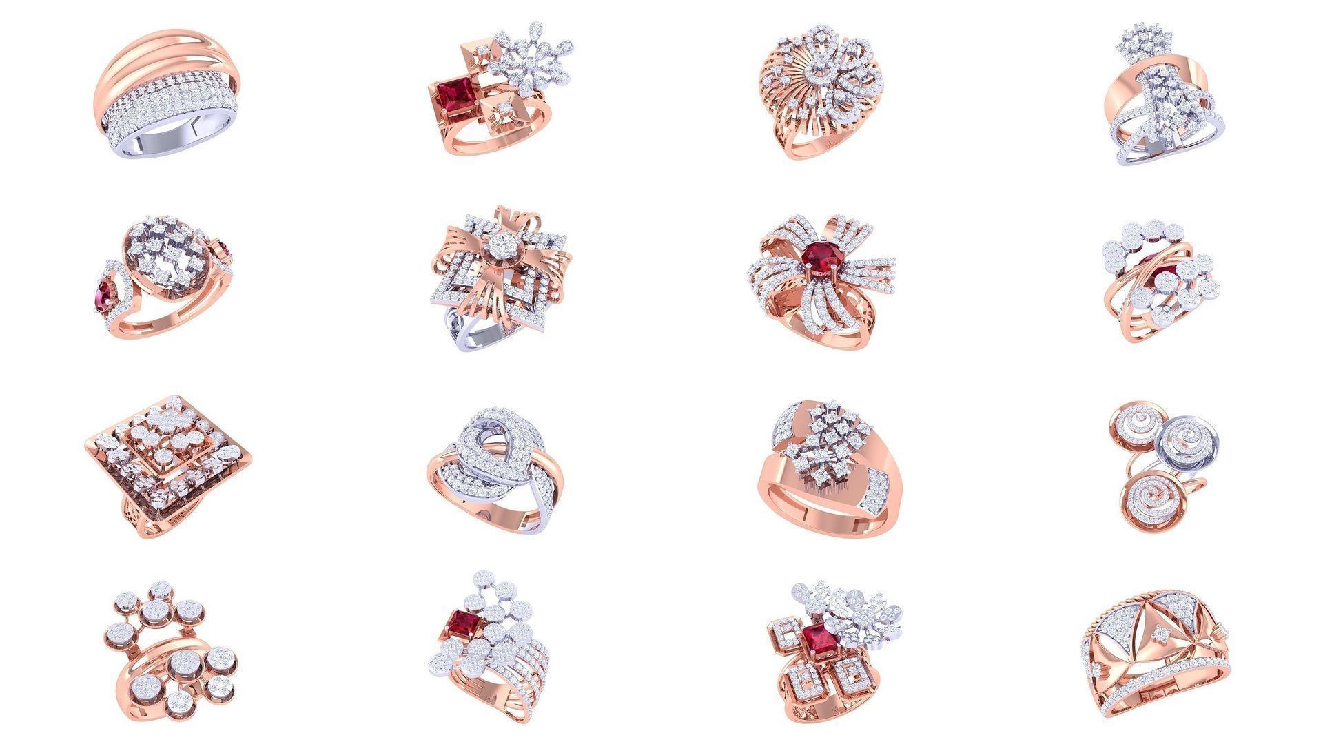 1077 High Jewelry Diamond Cocktail Ring 3dm stl obj renders 3D Model Collection_93