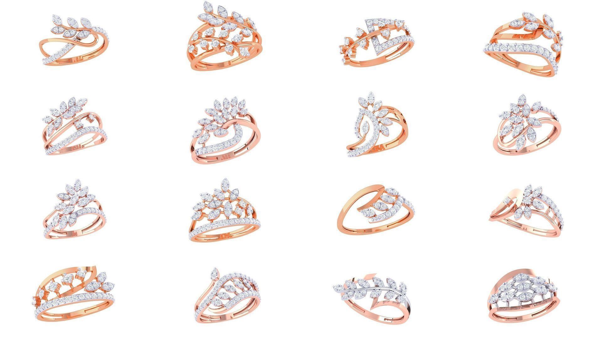 1077 High Jewelry Diamond Cocktail Ring 3dm stl obj renders 3D Model Collection_5