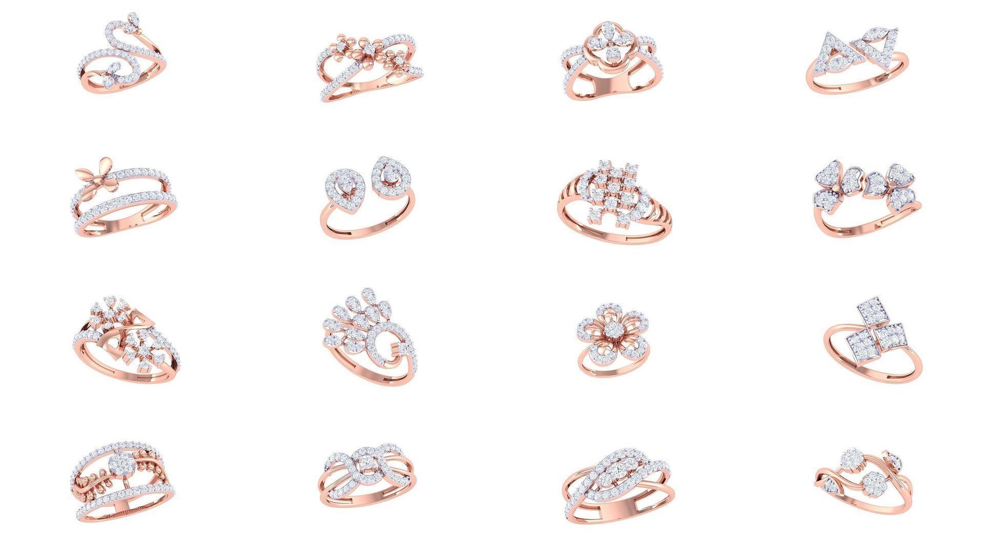 1077 High Jewelry Diamond Cocktail Ring 3dm stl obj renders 3D Model Collection_129