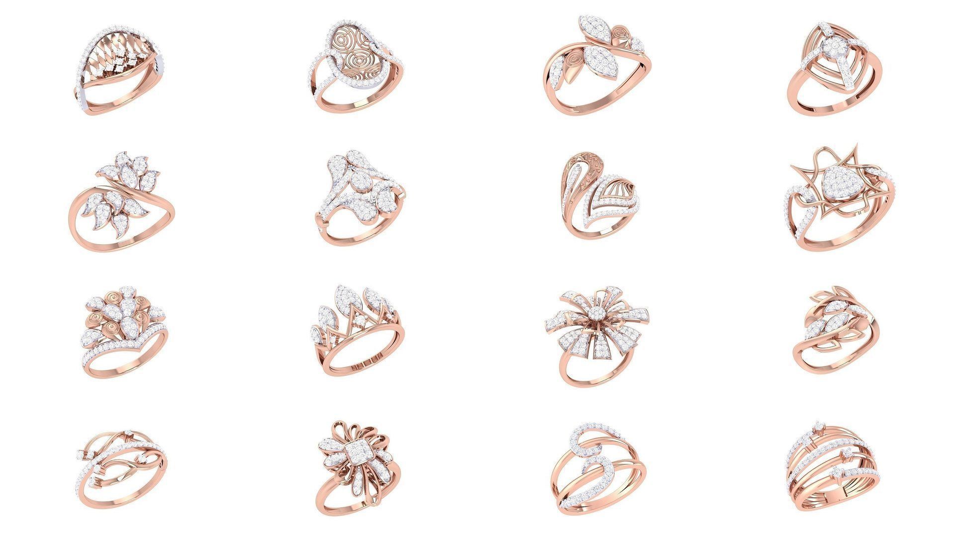 1077 High Jewelry Diamond Cocktail Ring 3dm stl obj renders 3D Model Collection_73