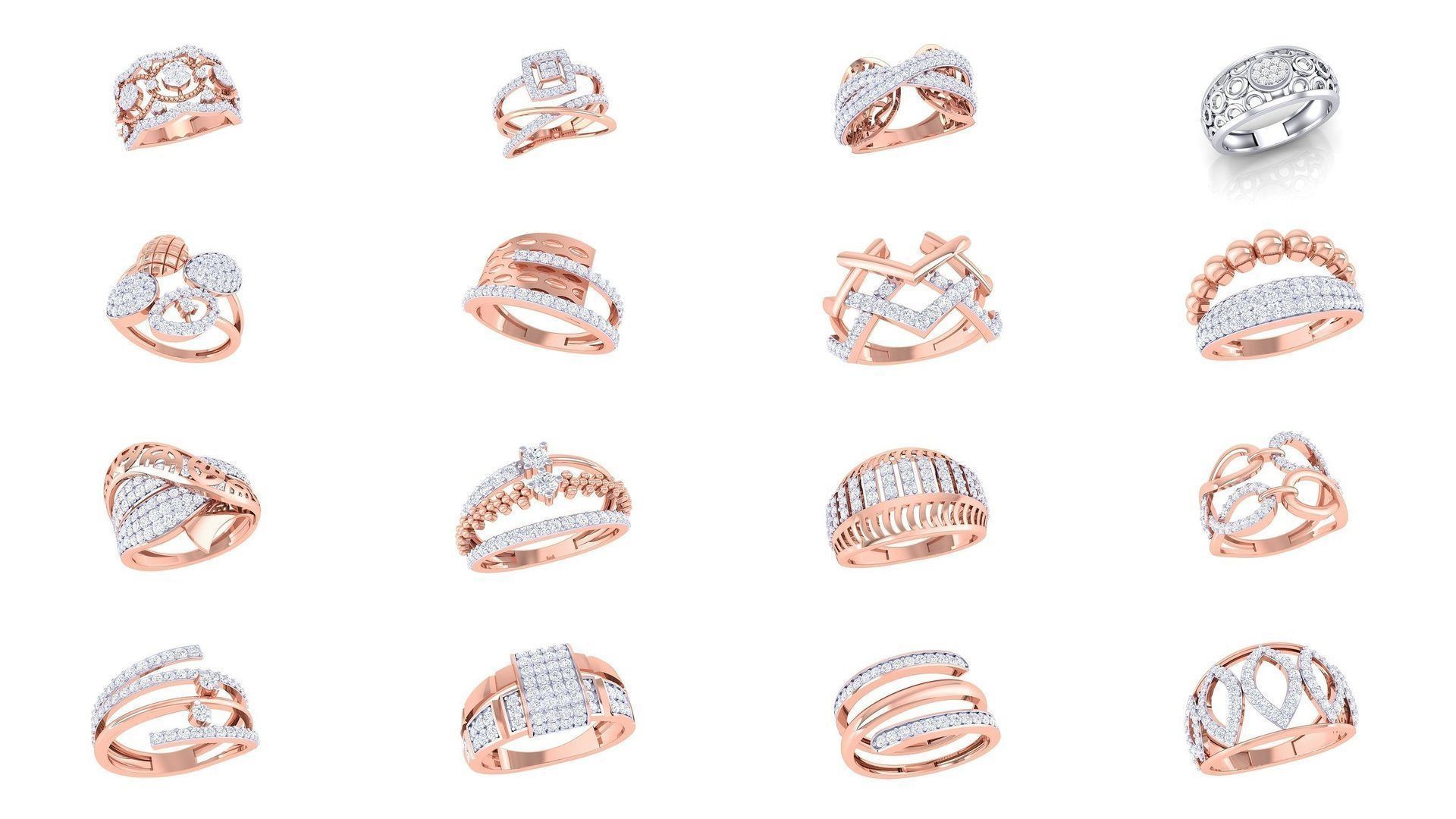 1077 High Jewelry Diamond Cocktail Ring 3dm stl obj renders 3D Model Collection_117