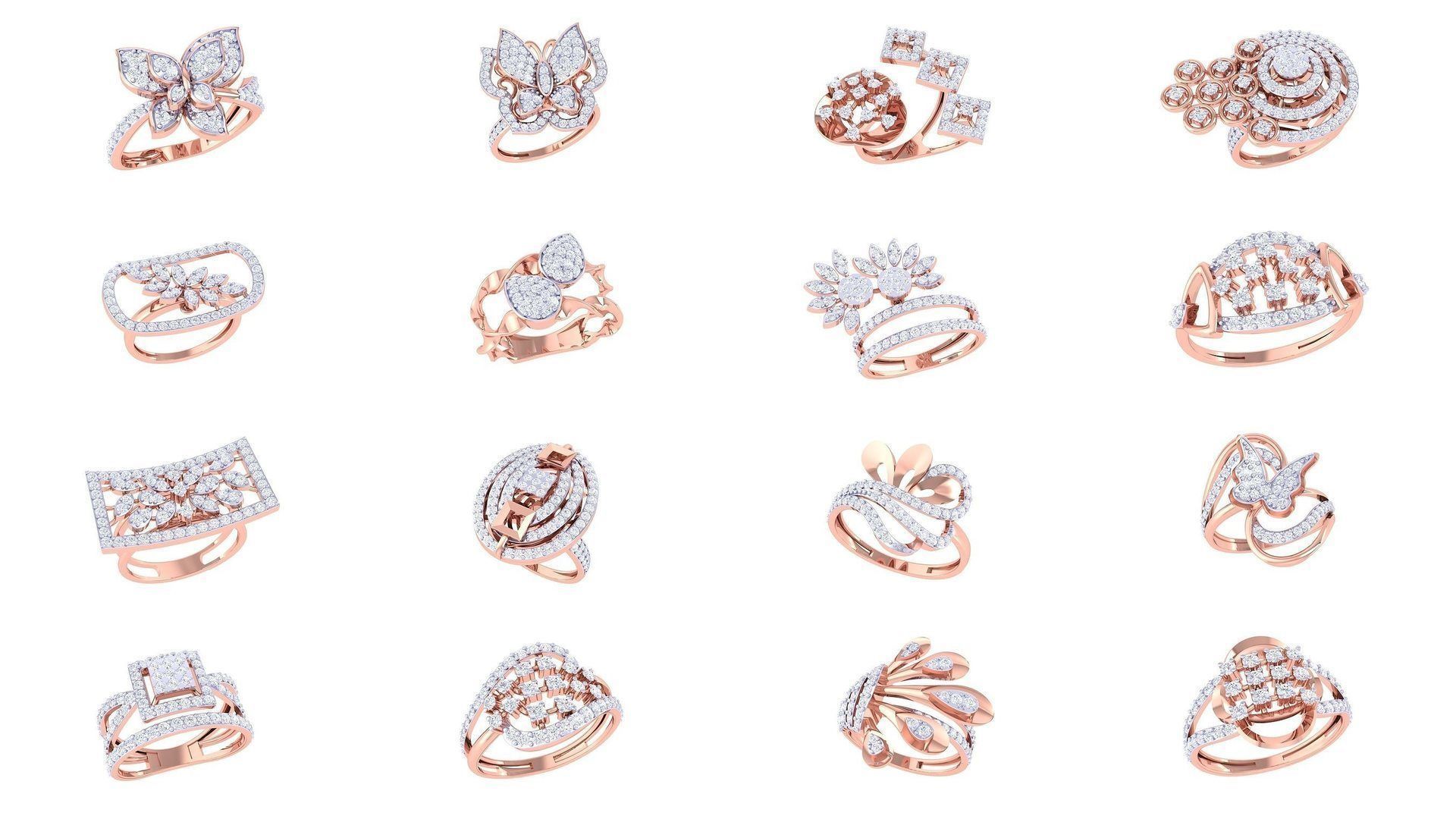 1077 High Jewelry Diamond Cocktail Ring 3dm stl obj renders 3D Model Collection_159