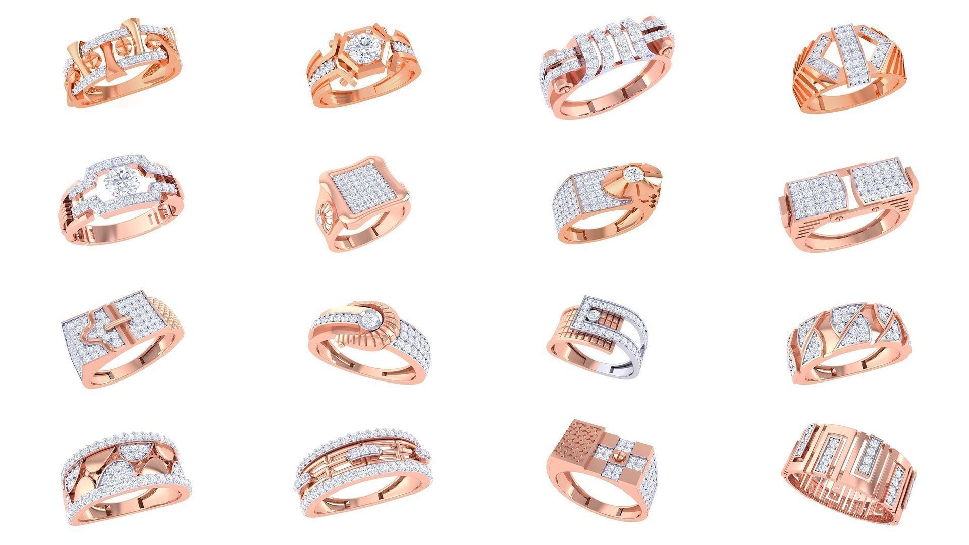 1077 High Jewelry Diamond Cocktail Ring 3dm stl obj renders 3D Model Collection_61