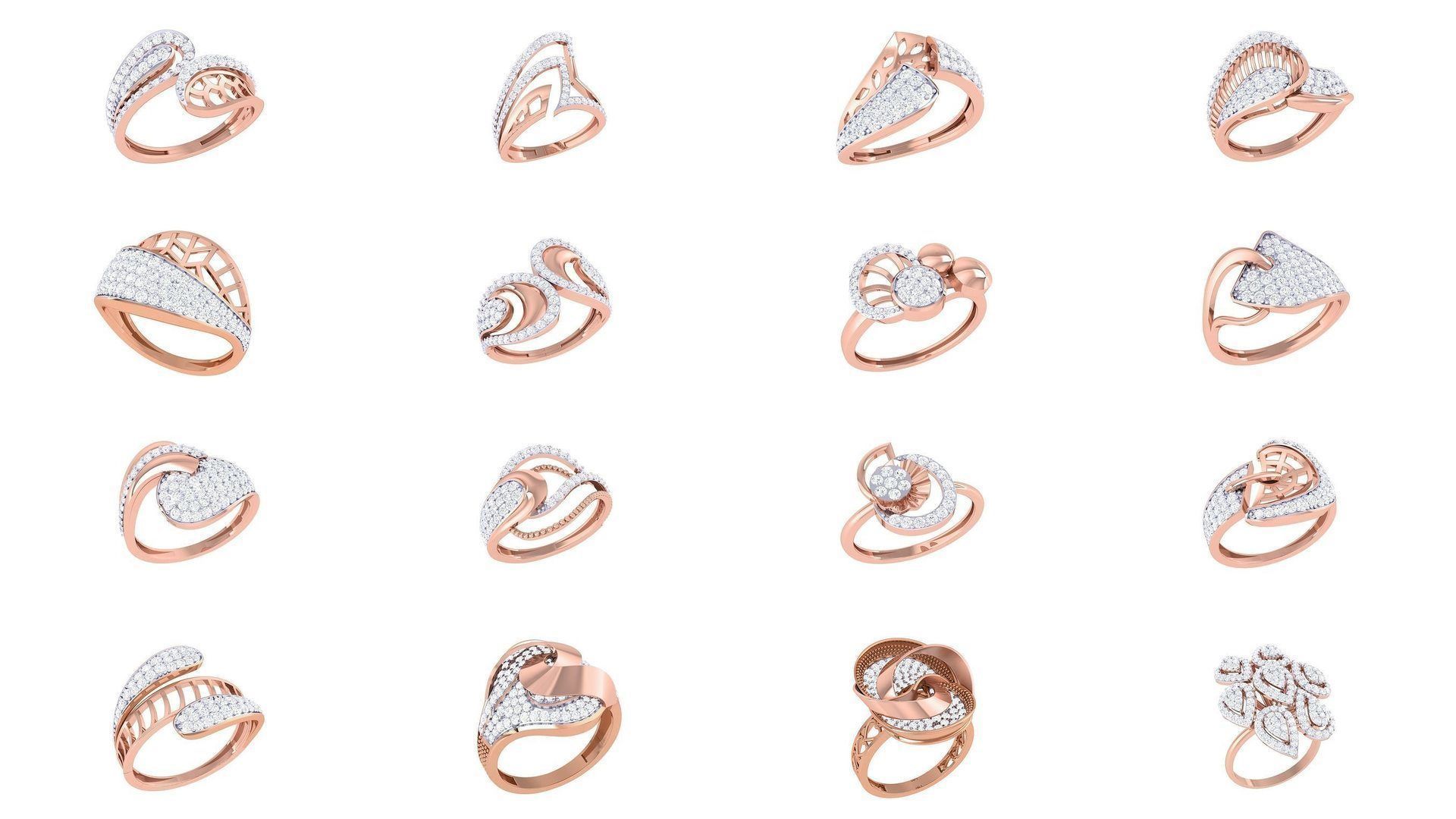 1077 High Jewelry Diamond Cocktail Ring 3dm stl obj renders 3D Model Collection_151