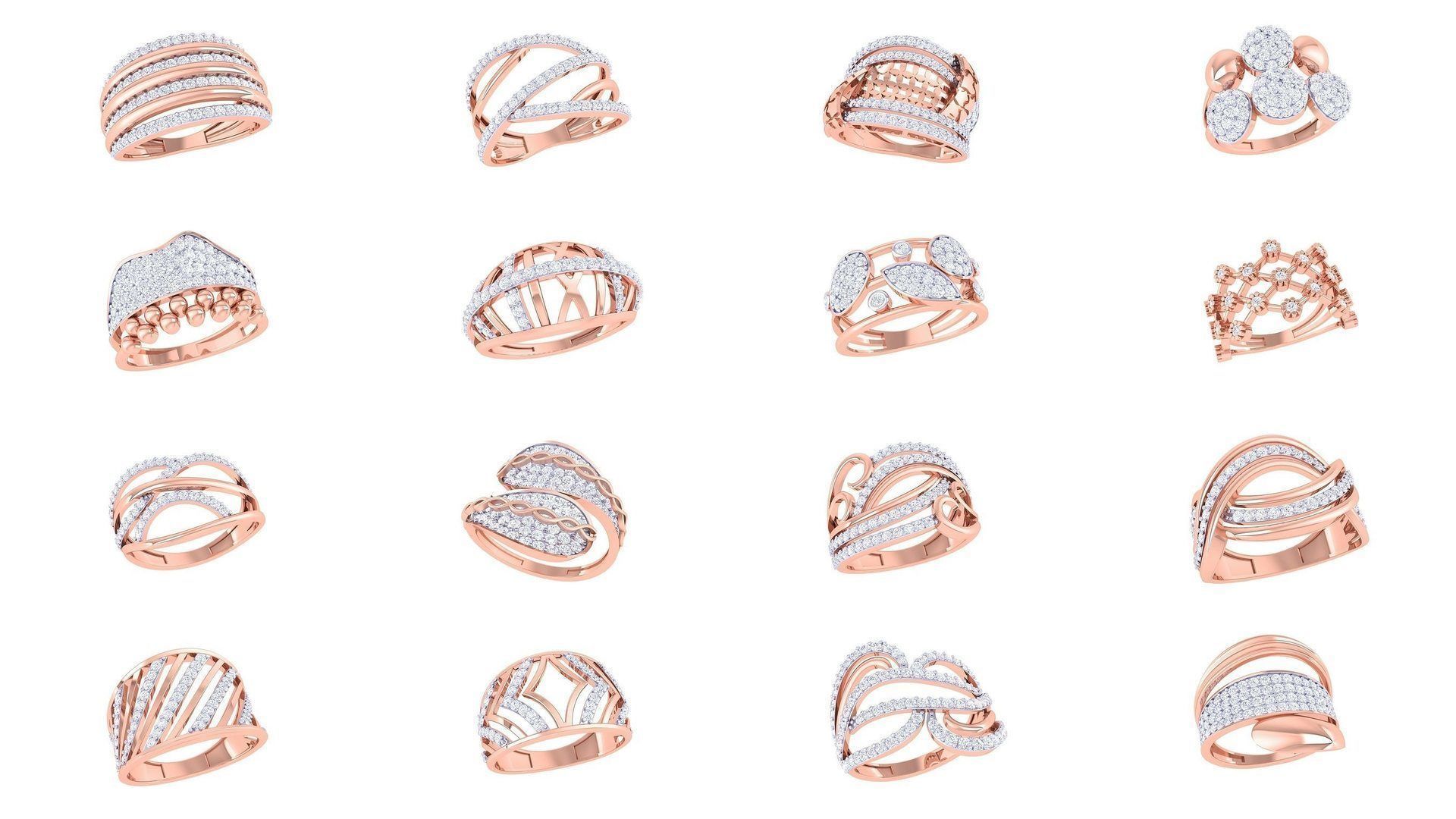 1077 High Jewelry Diamond Cocktail Ring 3dm stl obj renders 3D Model Collection_119