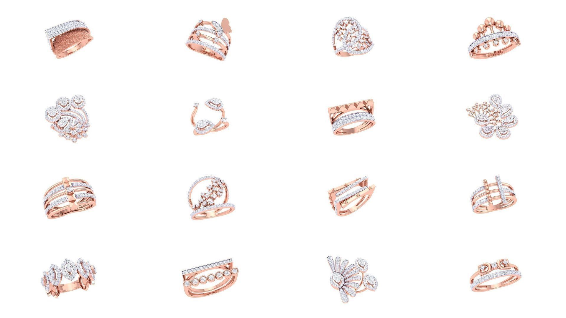 1077 High Jewelry Diamond Cocktail Ring 3dm stl obj renders 3D Model Collection_109