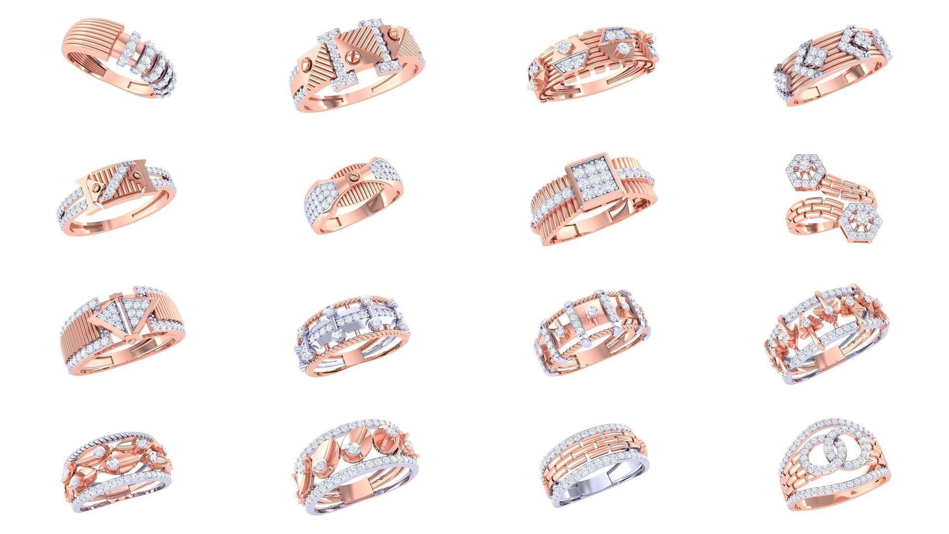 1077 High Jewelry Diamond Cocktail Ring 3dm stl obj renders 3D Model Collection_12