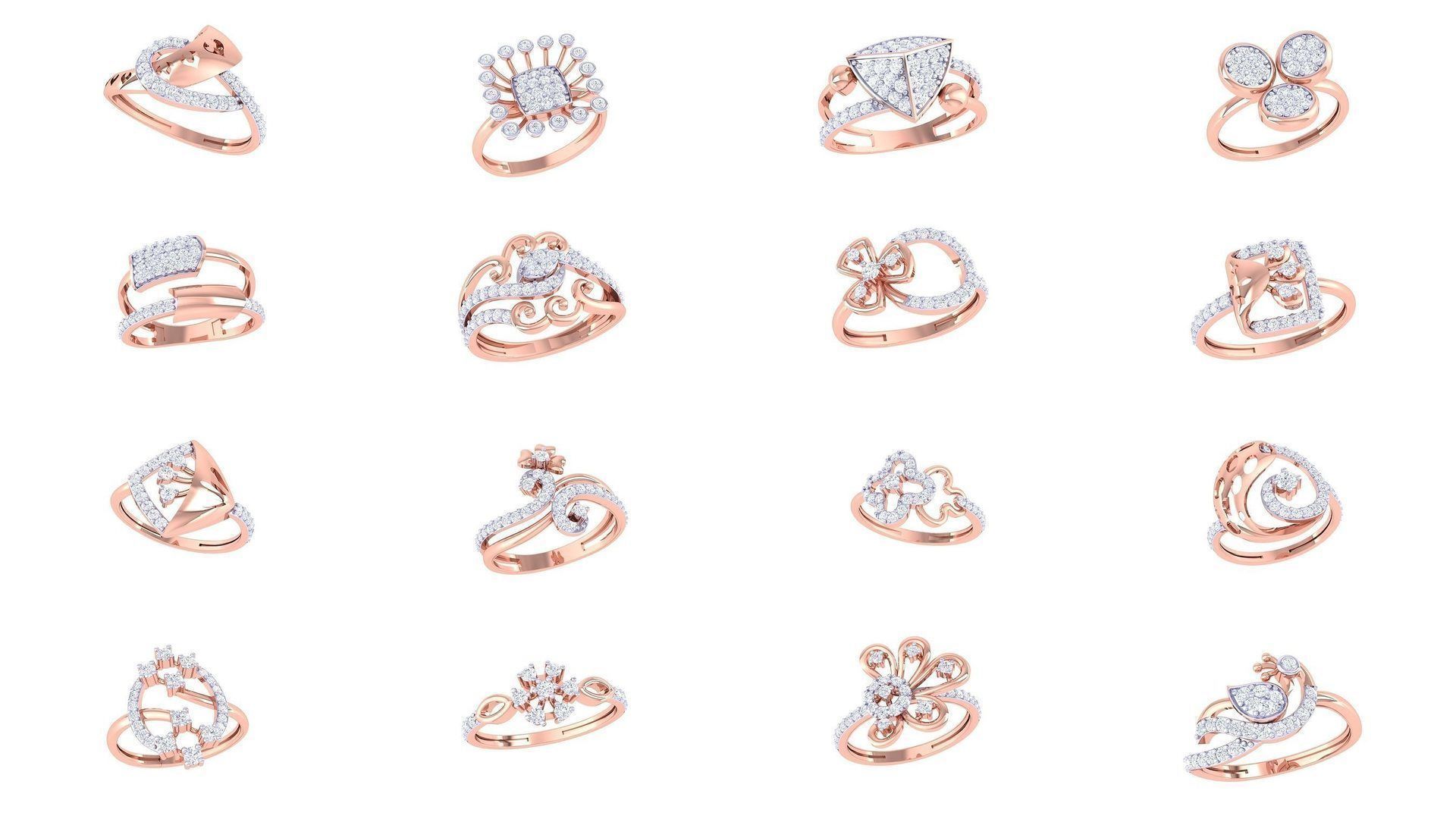 1077 High Jewelry Diamond Cocktail Ring 3dm stl obj renders 3D Model Collection_139